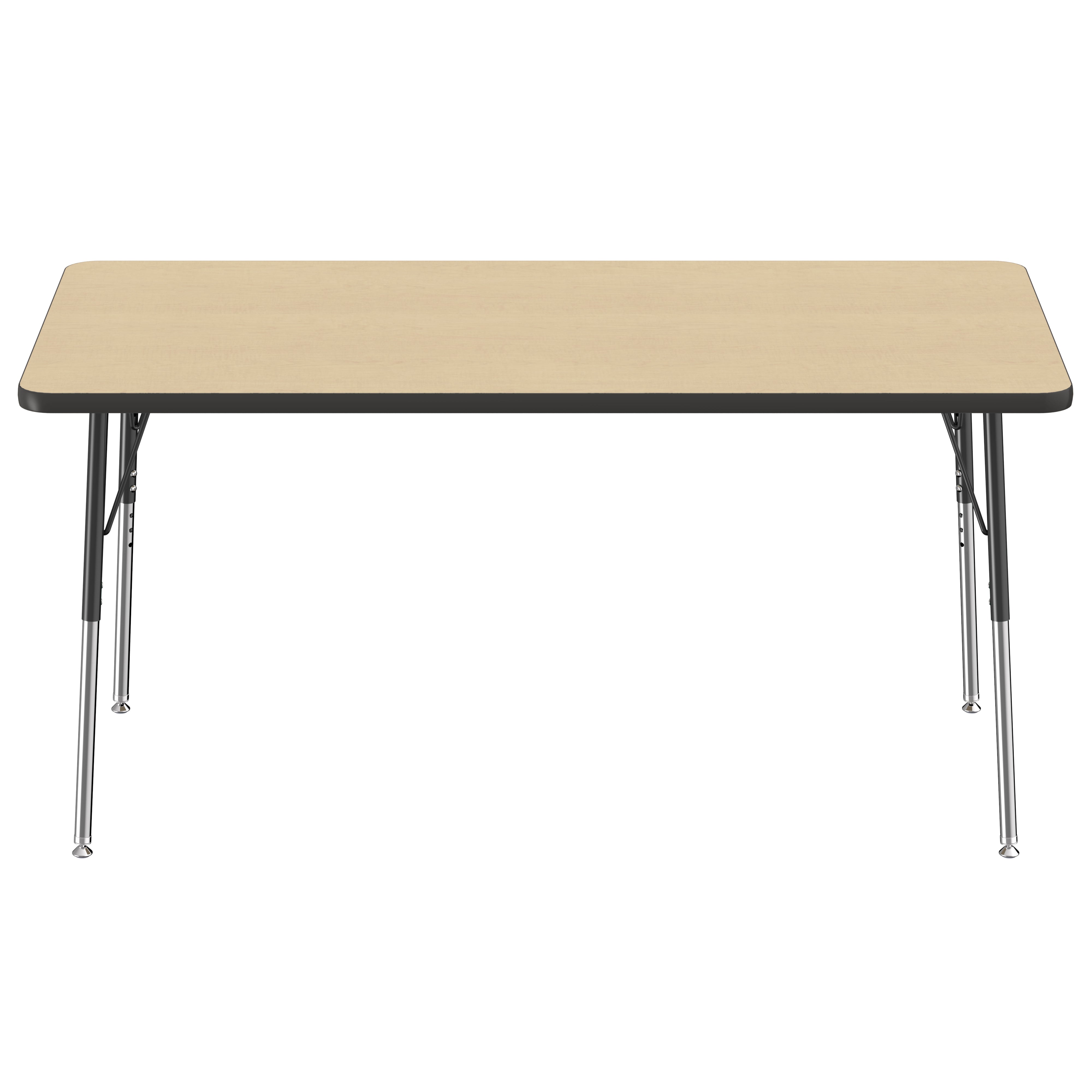30" x 60" Rectangle Thermofused Activity Table with Adjustable Standard Swivel Glide Legs - Maple/Black
