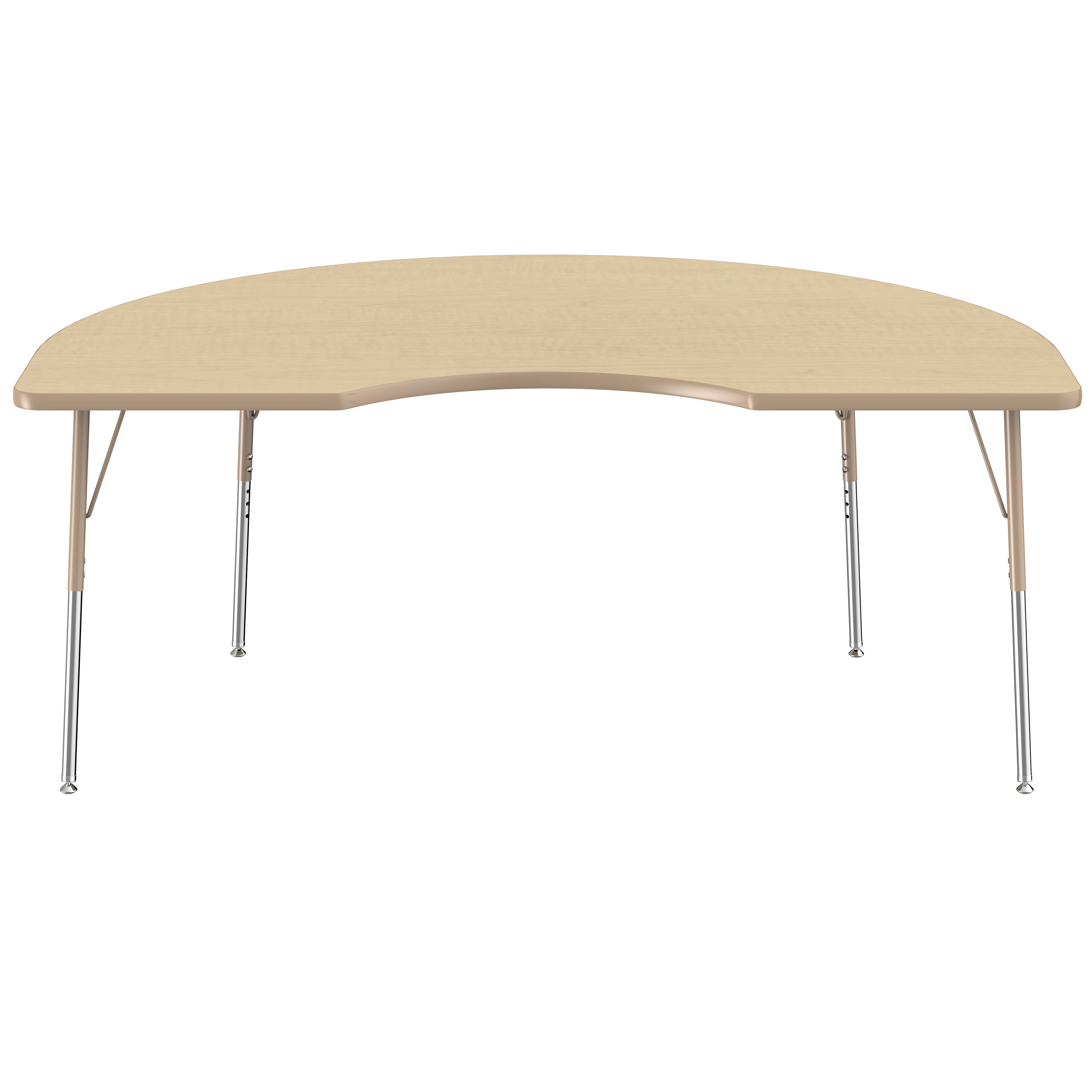 48" x 72" Kidney T-Molding Activity Table with Adjustable Standard Swivel Glide Legs - Maple/Sand