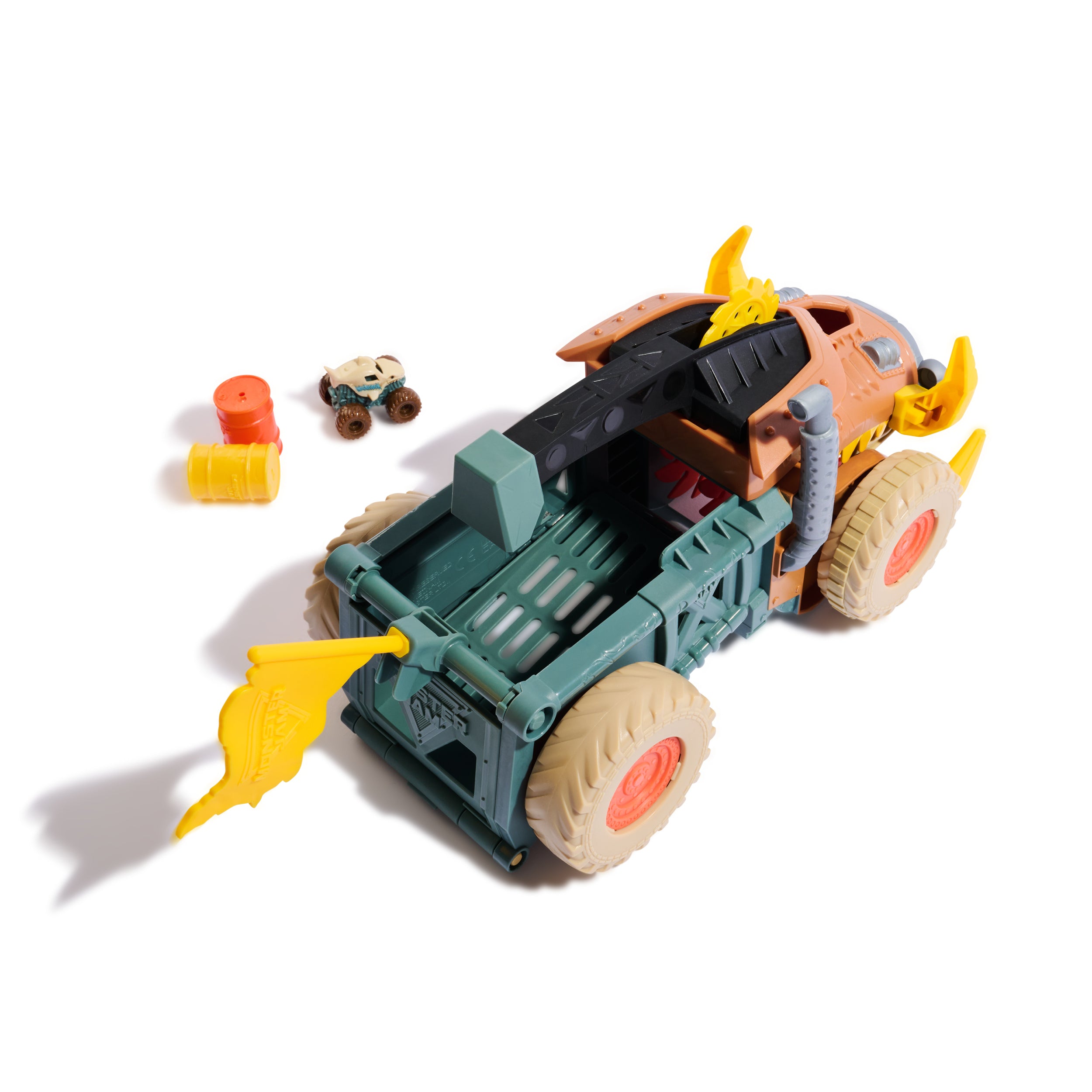 Monster Jam Mini Jam, Megalodon Mad Hog Chomper and Monster Truck, Fun Cleanup and Storage, Kids Toy Gifts for Boys and Girls Ages 3 and Up