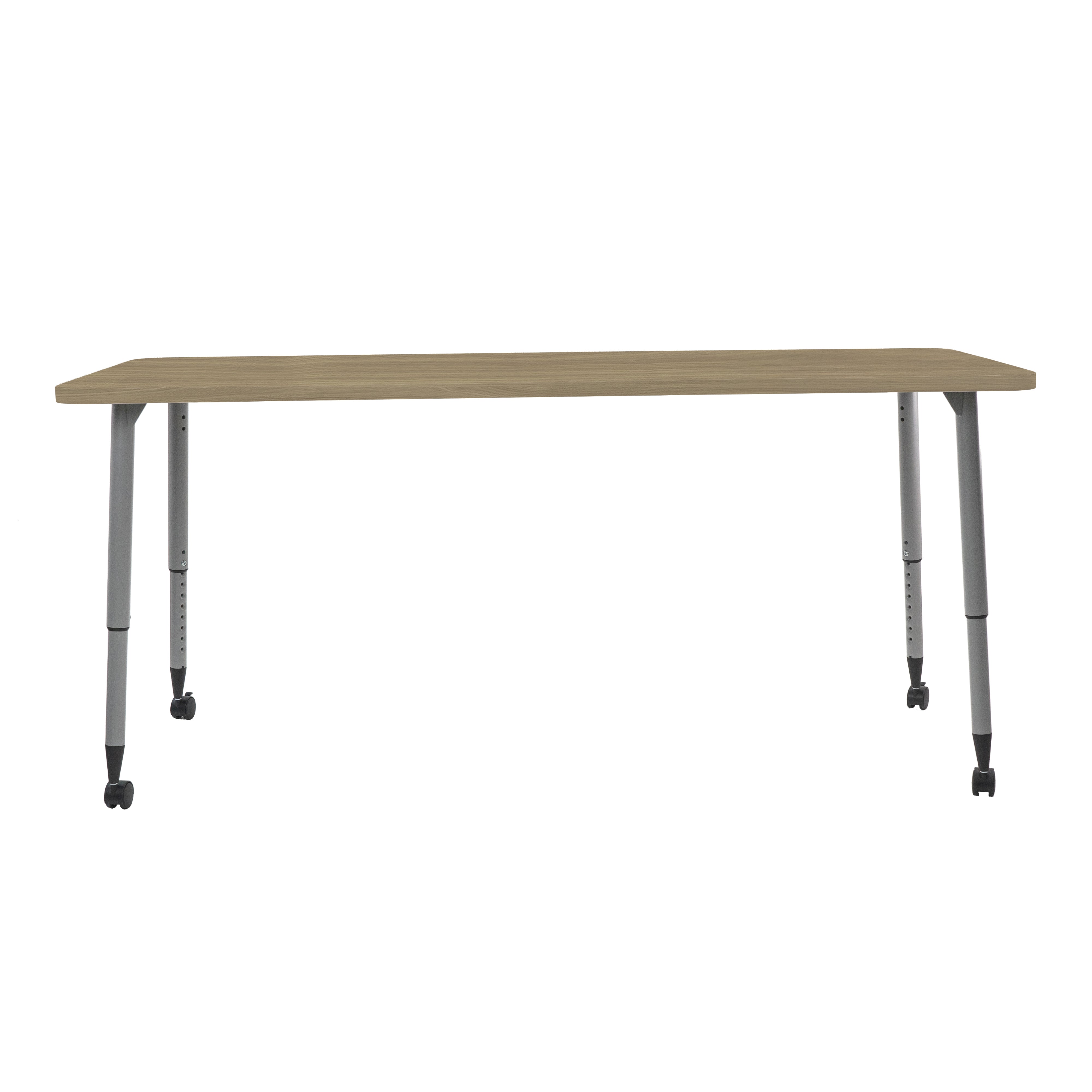 Adapte 30" x 72" Rectangle Woodgrain Activity Table with Adjustable Tapered Legs - Pasadena Oak/Silver