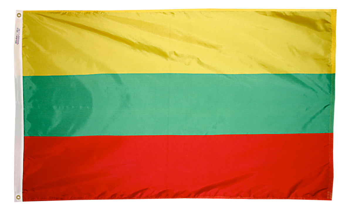 Lithuania Flag 5x8 ft. Nylon SolarGuard Nyl-Glo 100% Made in USA to Official United Nations Design Specifications.