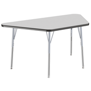 30" x 60" Trapezoid T-Molding Activity Table with Adjustable Standard Swivel Glide Legs - Gray/Black/Silver
