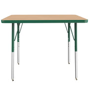 24" x 36" Rectangle T-Molding Activity Table with Adjustable Standard Swivel Glide Legs - Maple/Green