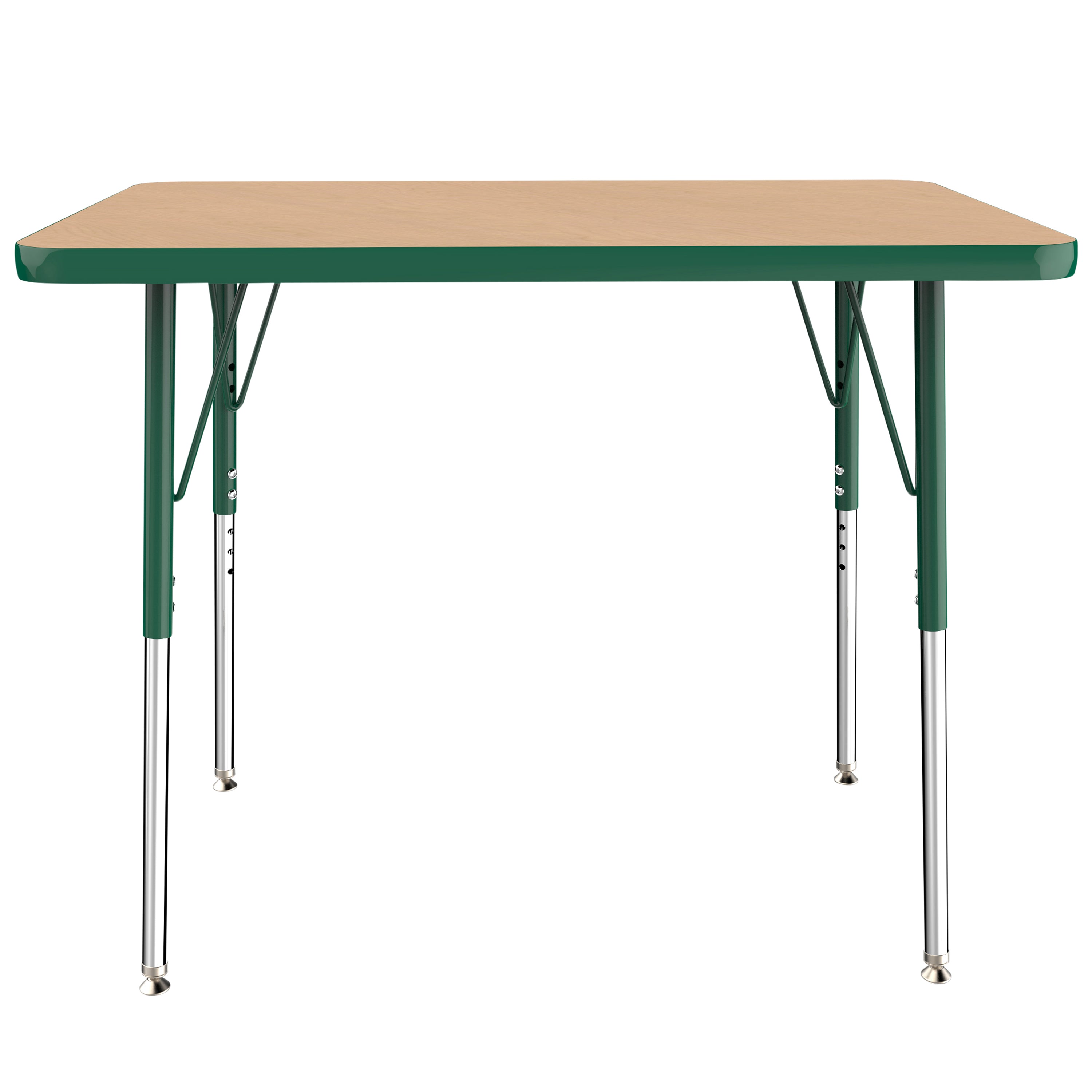 24" x 36" Rectangle T-Molding Activity Table with Adjustable Standard Swivel Glide Legs - Maple/Green