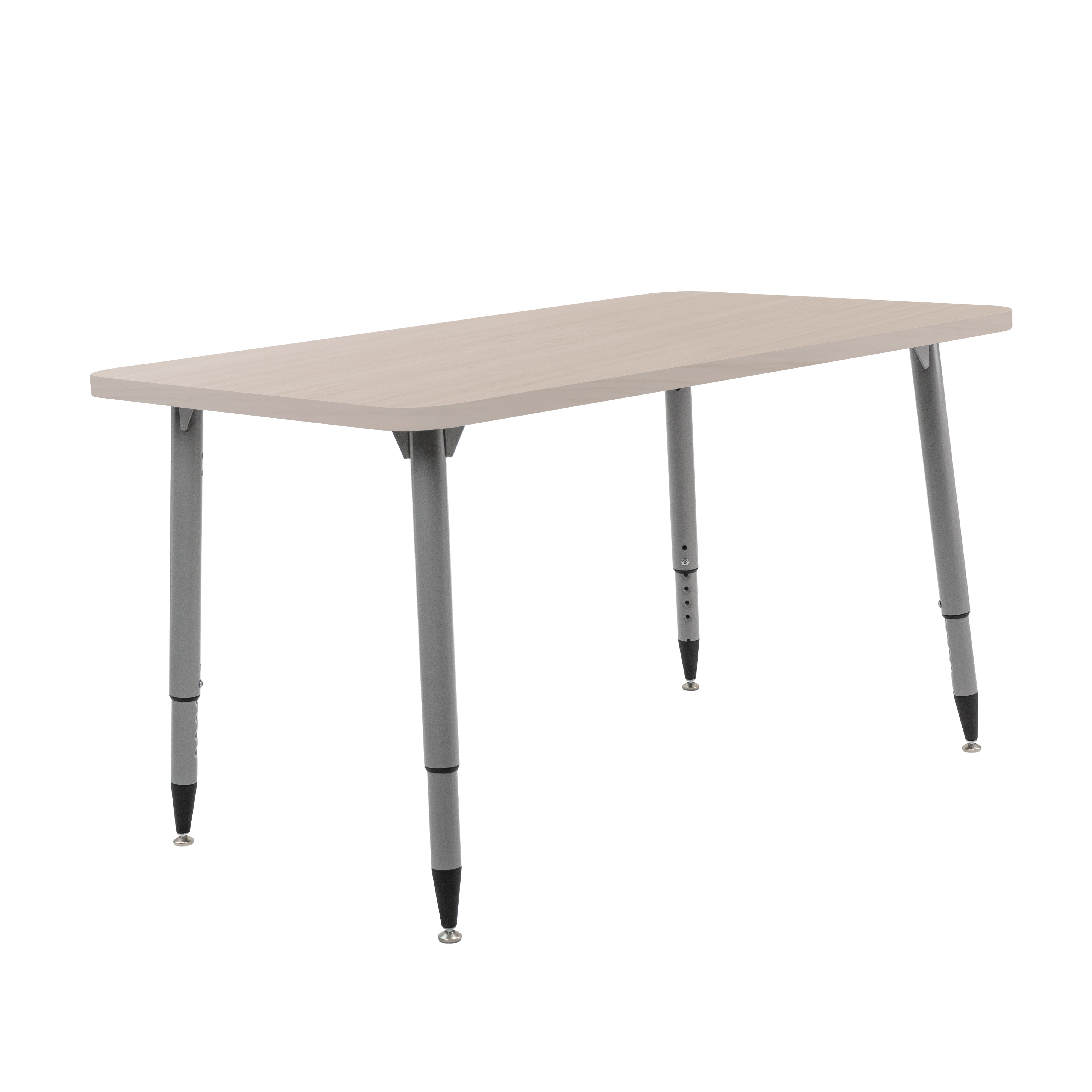 Adapte 30" x 48" Rectangle Woodgrain Activity Table with Adjustable Tapered Legs - Asian Sand/Silver