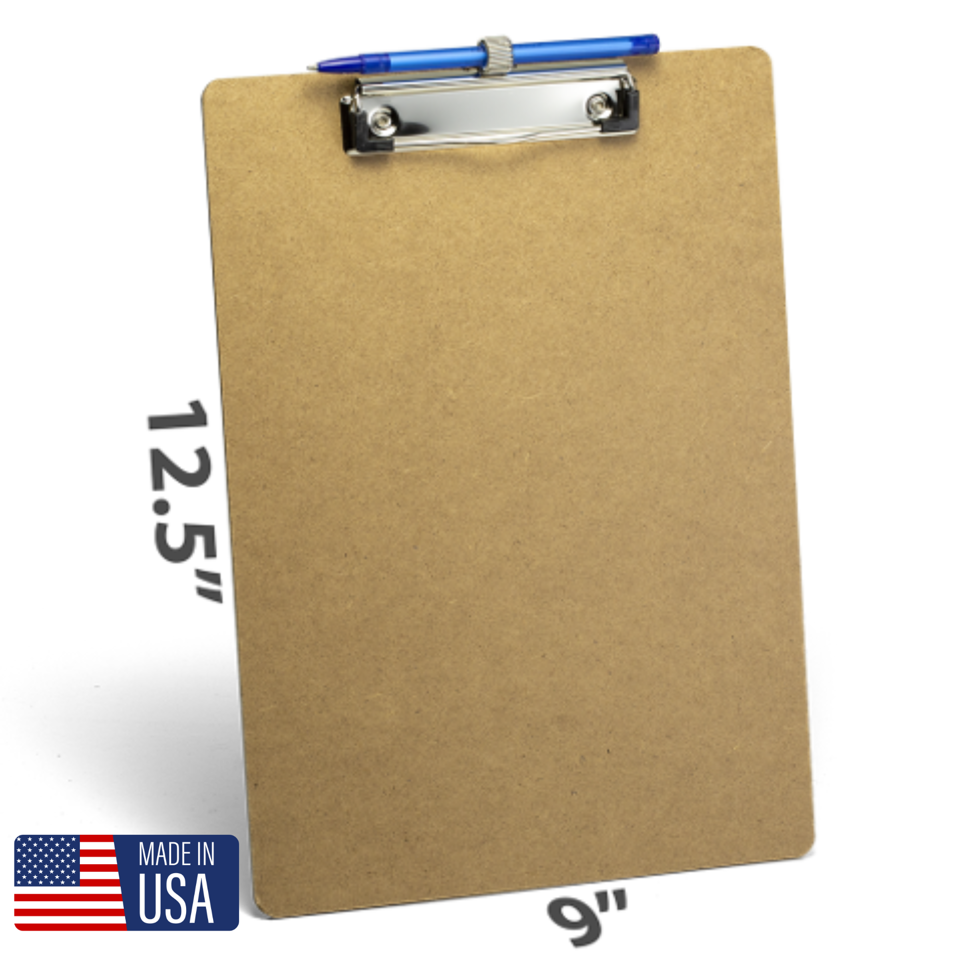 Wood Clipboard, Letter Size w/Pen Holder and Low Profile Clip