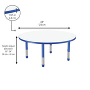 48" Round Collaborative Dry-Erase Activity Table with Adjustable Chunky Legs - Whiteboard/Blue