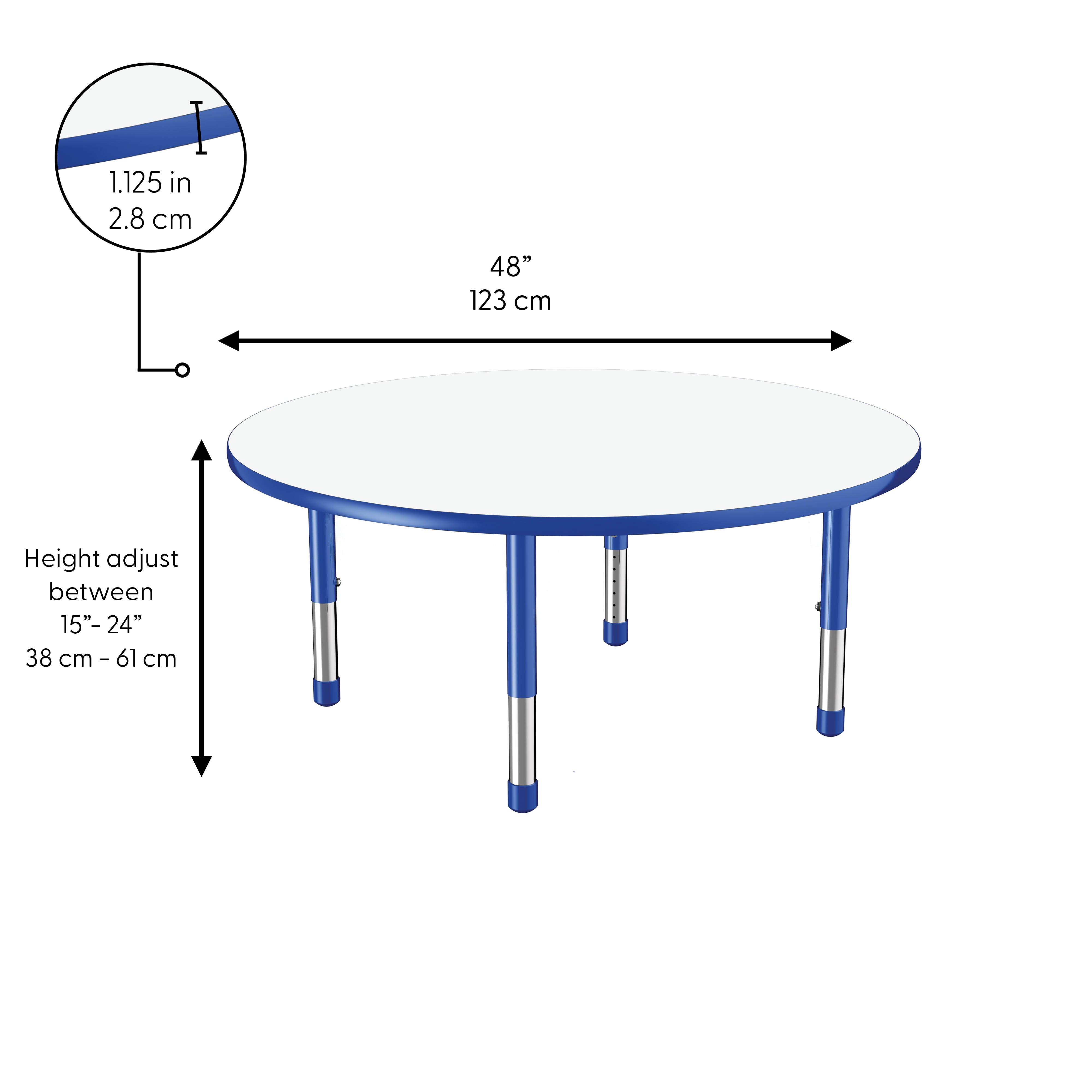 48" Round Collaborative Dry-Erase Activity Table with Adjustable Chunky Legs - Whiteboard/Blue