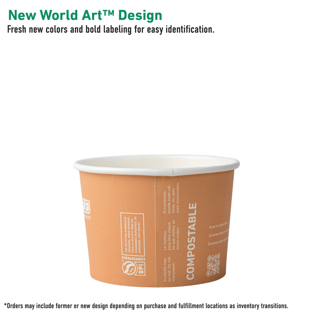 World Art Renewable & Compostable Food Container - 8oz. - Case of 1000