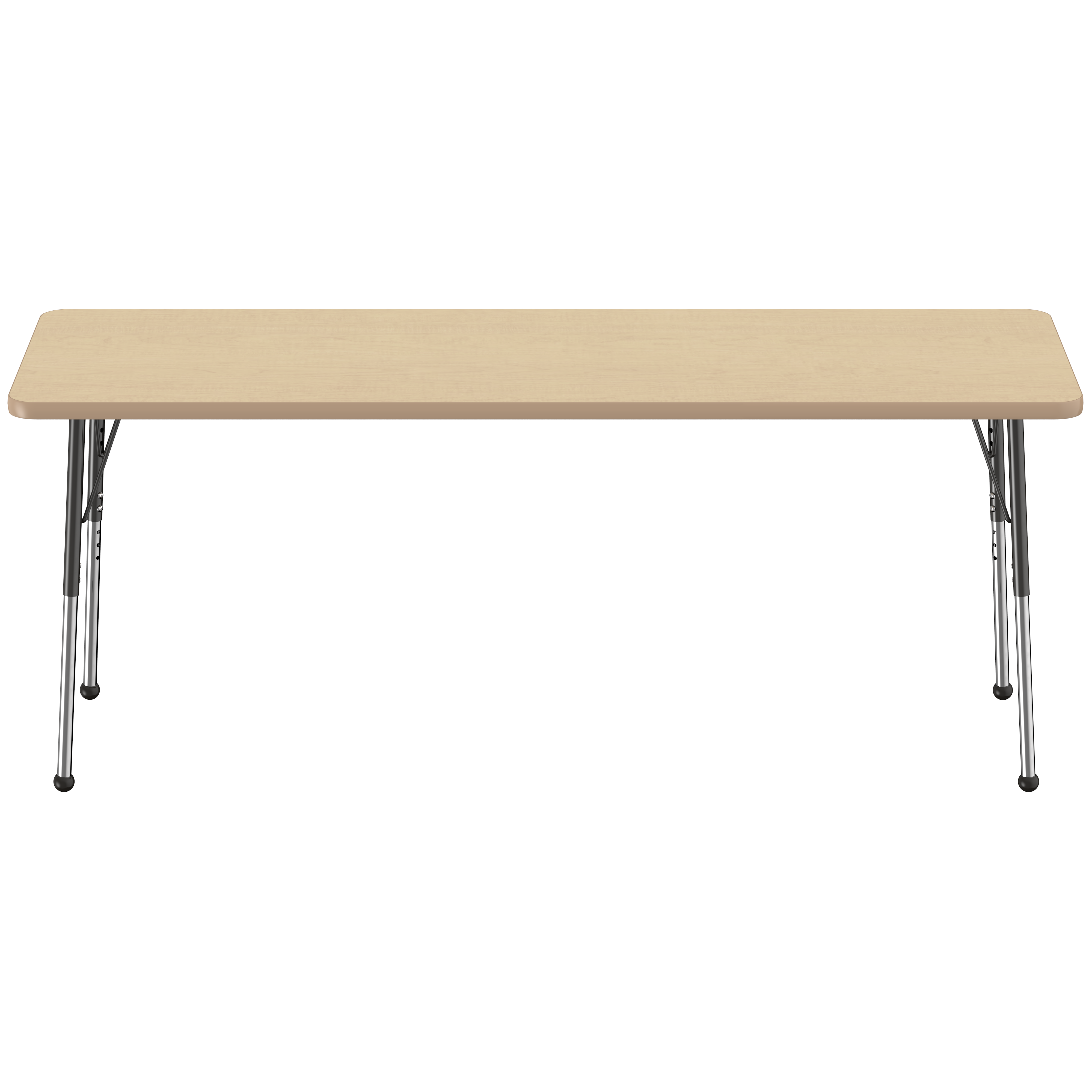 24" x 72" Rectangle T-Molding Activity Table with Adjustable Standard Ball Glide Legs - Maple/Maple/Black