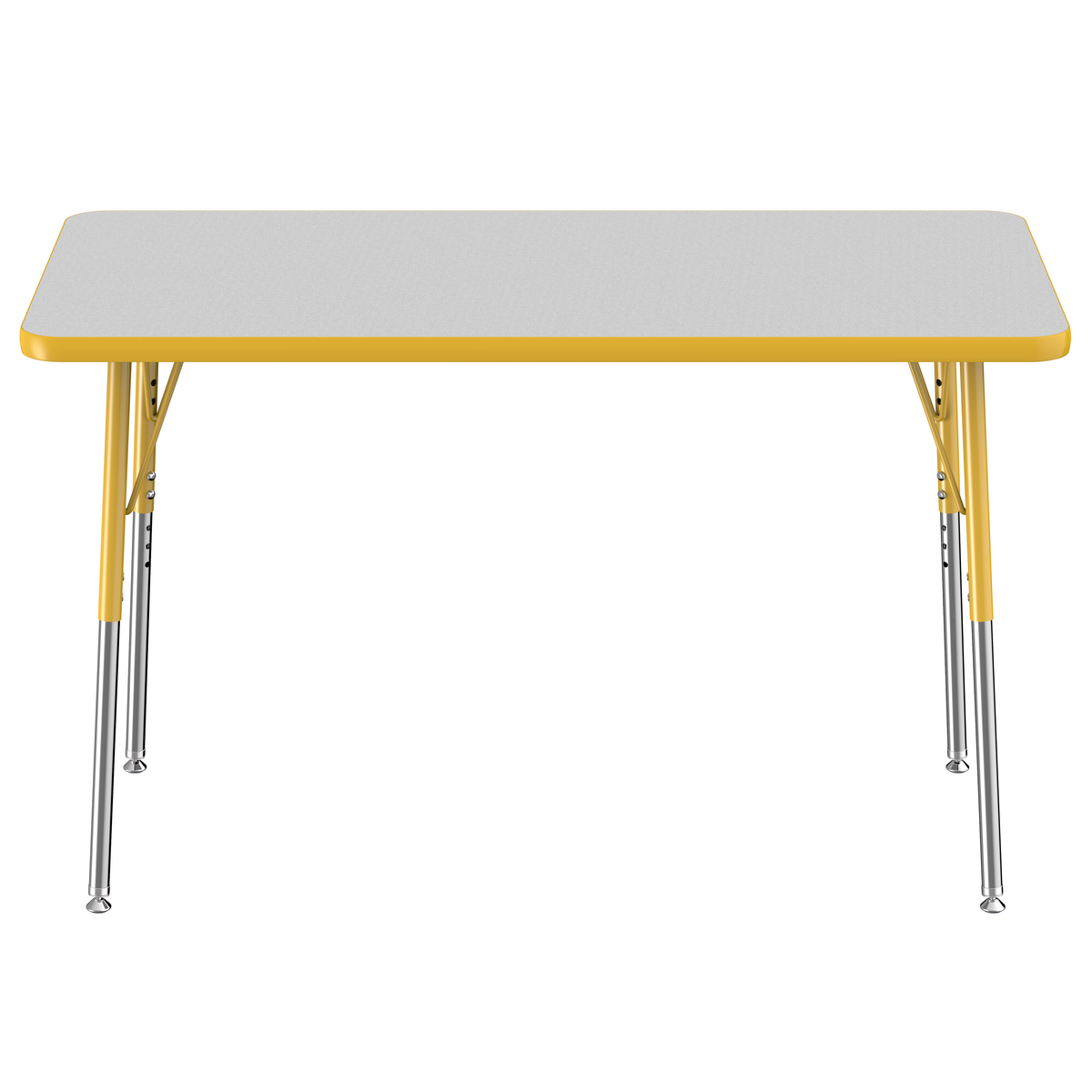 24" x 48" Rectangle T-Molding Activity Table with Adjustable Standard Swivel Glide Legs - Gray/Yellow