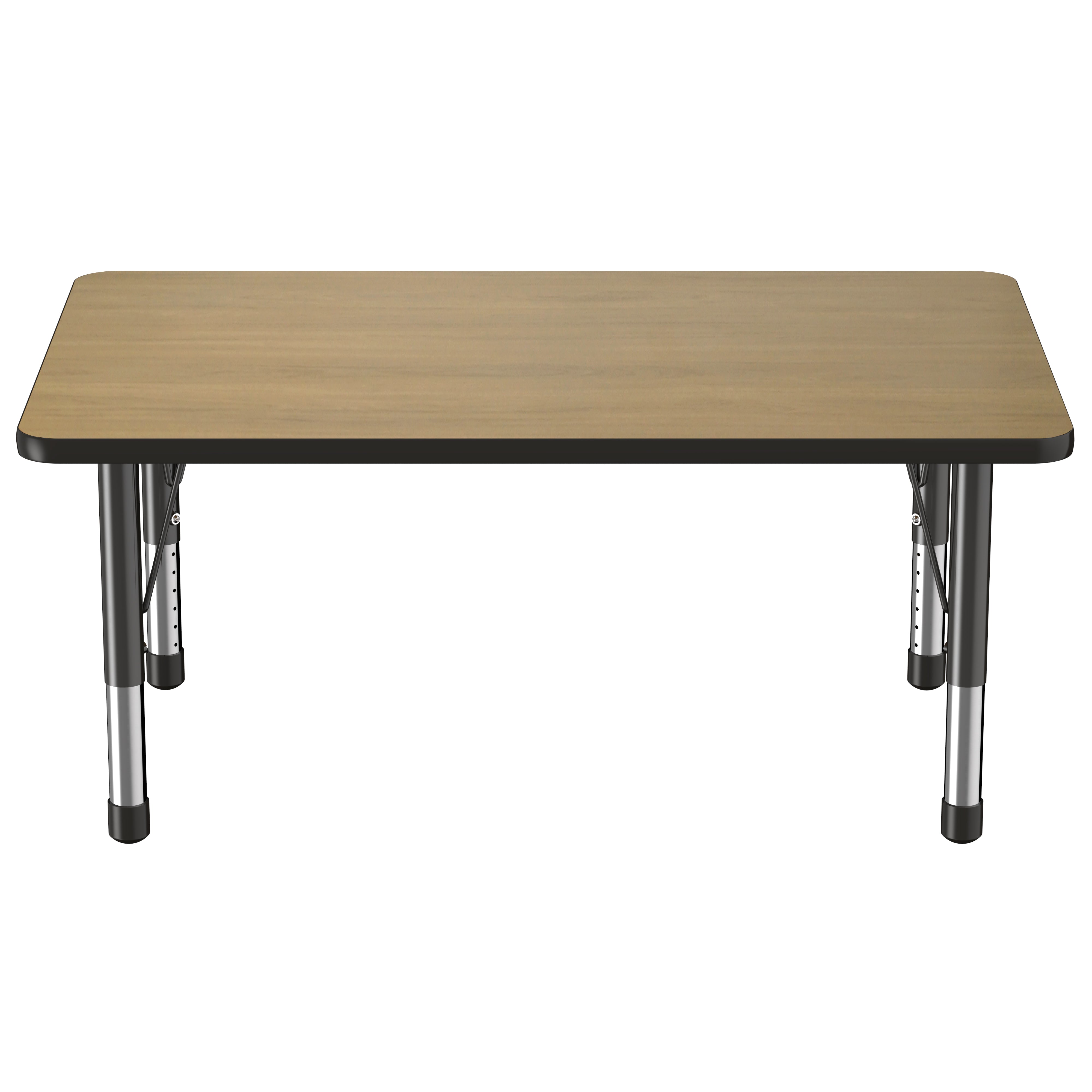 30" x 48" Rectangle T-Molding Activity Table with Adjustable Chunky Legs - Pasadena Oak/Black