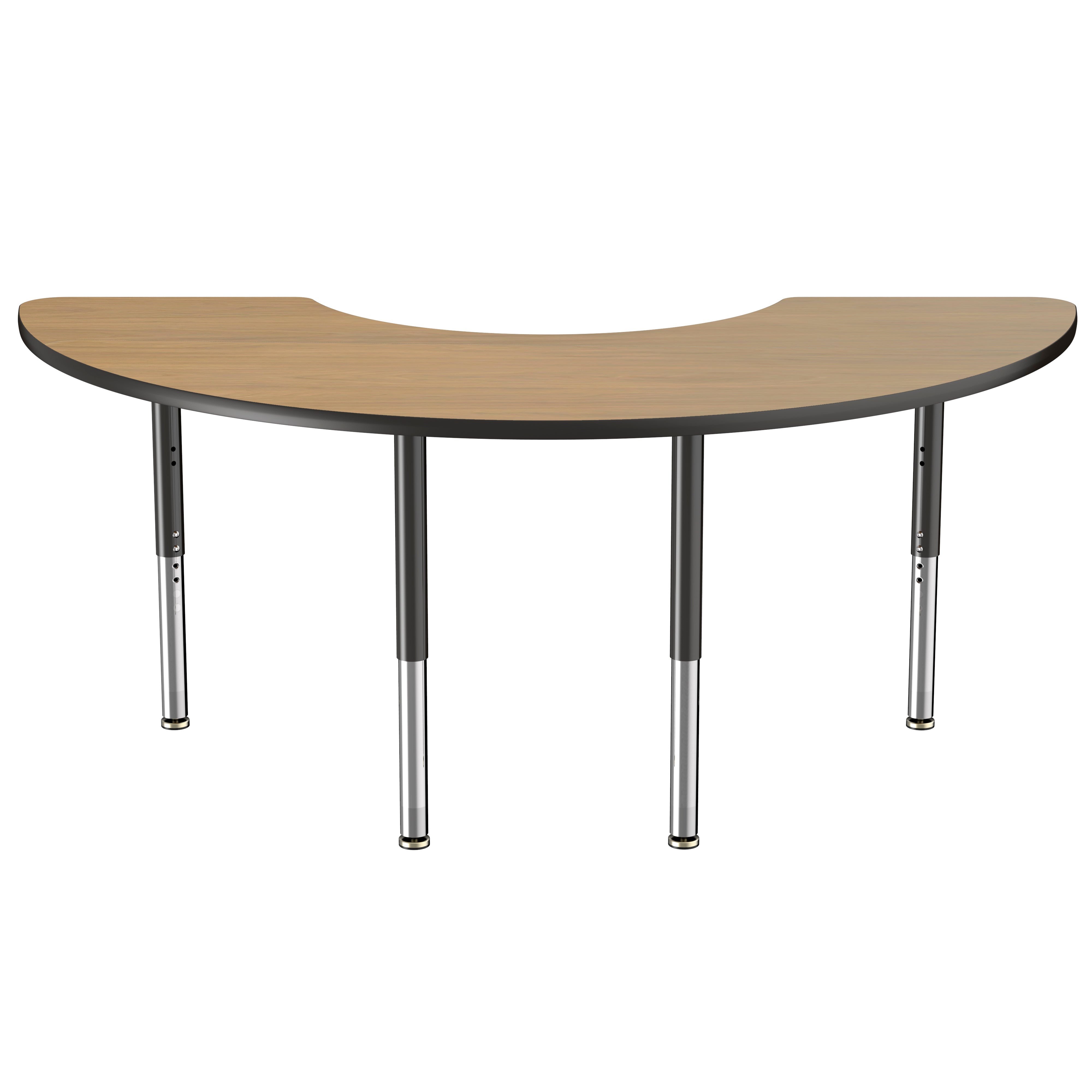 36" x 72" Half Moon T-Molding Activity Table with Adjustable Super Legs - Pasadena Oak/Black