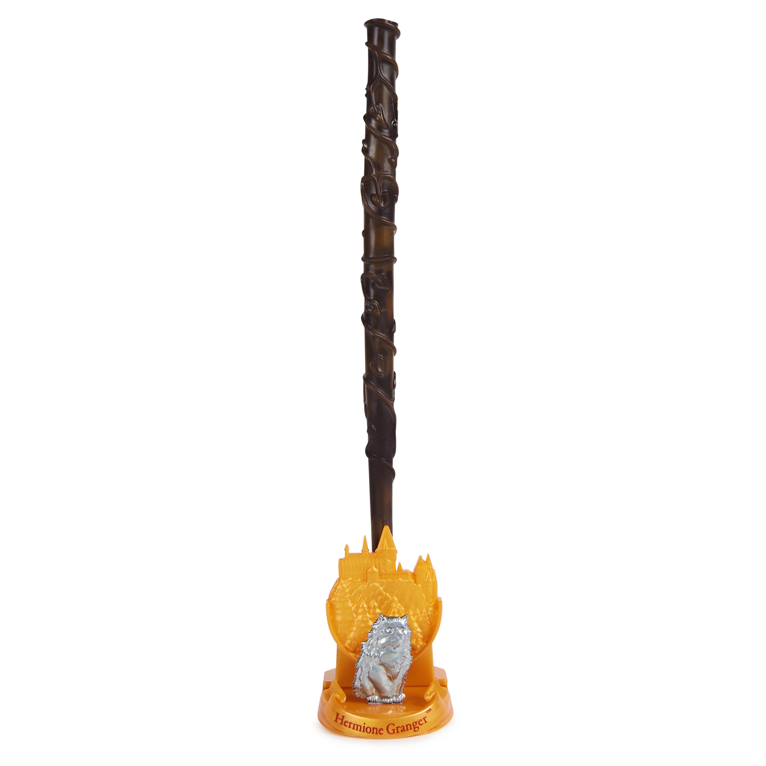 Wizarding World Harry Potter, 12-inch Magical Collector Hermione Granger Wand with Stand & Die-cast Icon, Magical Creatures, Accessory for Halloween Costumes