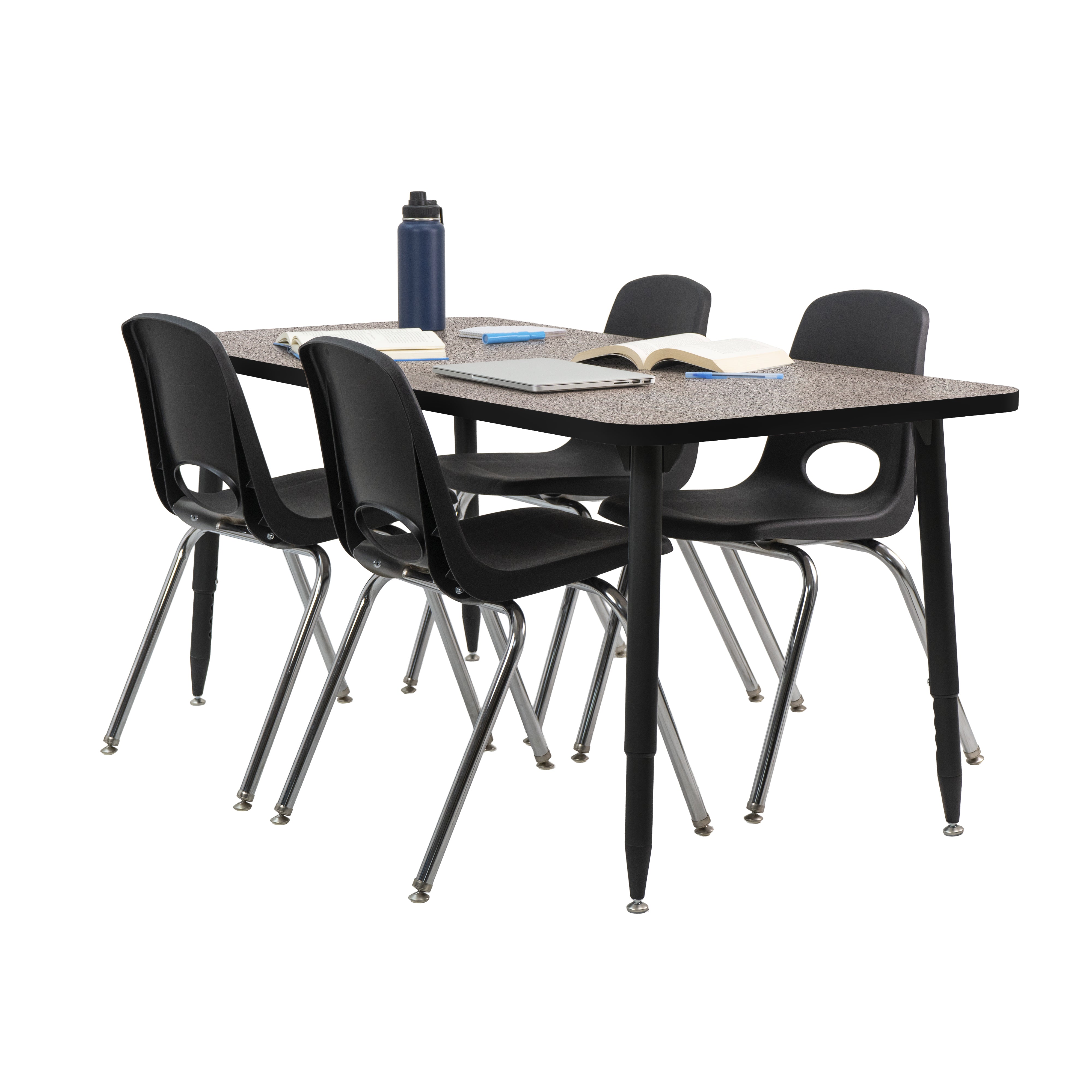 Adapte 30" x 60" Rectangle Thermofused Activity Table with Adjustable Tapered Legs - Gray/Black
