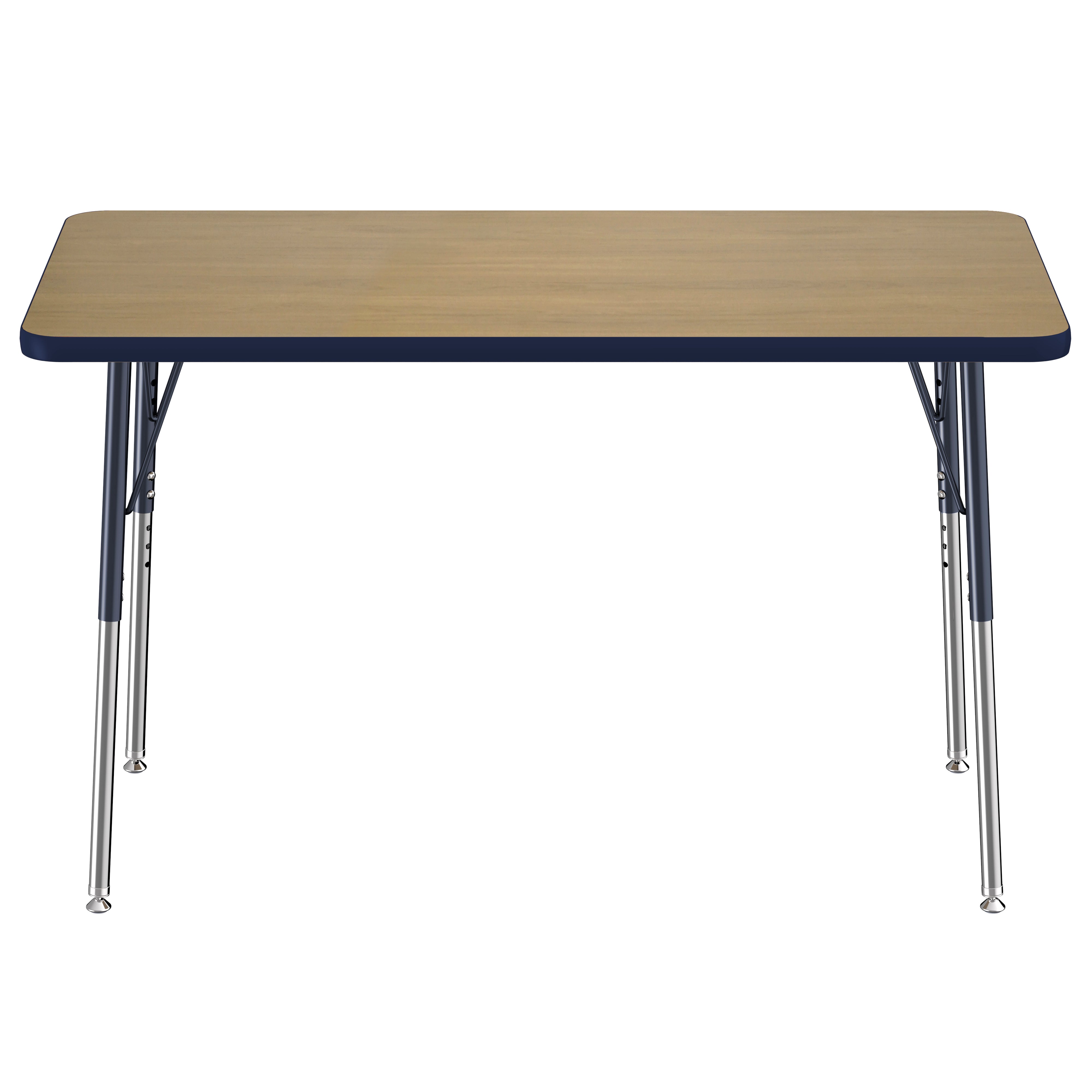 24" x 48" Rectangle T-Molding Activity Table with Adjustable Standard Swivel Glide Legs - Pasadena Oak/Navy