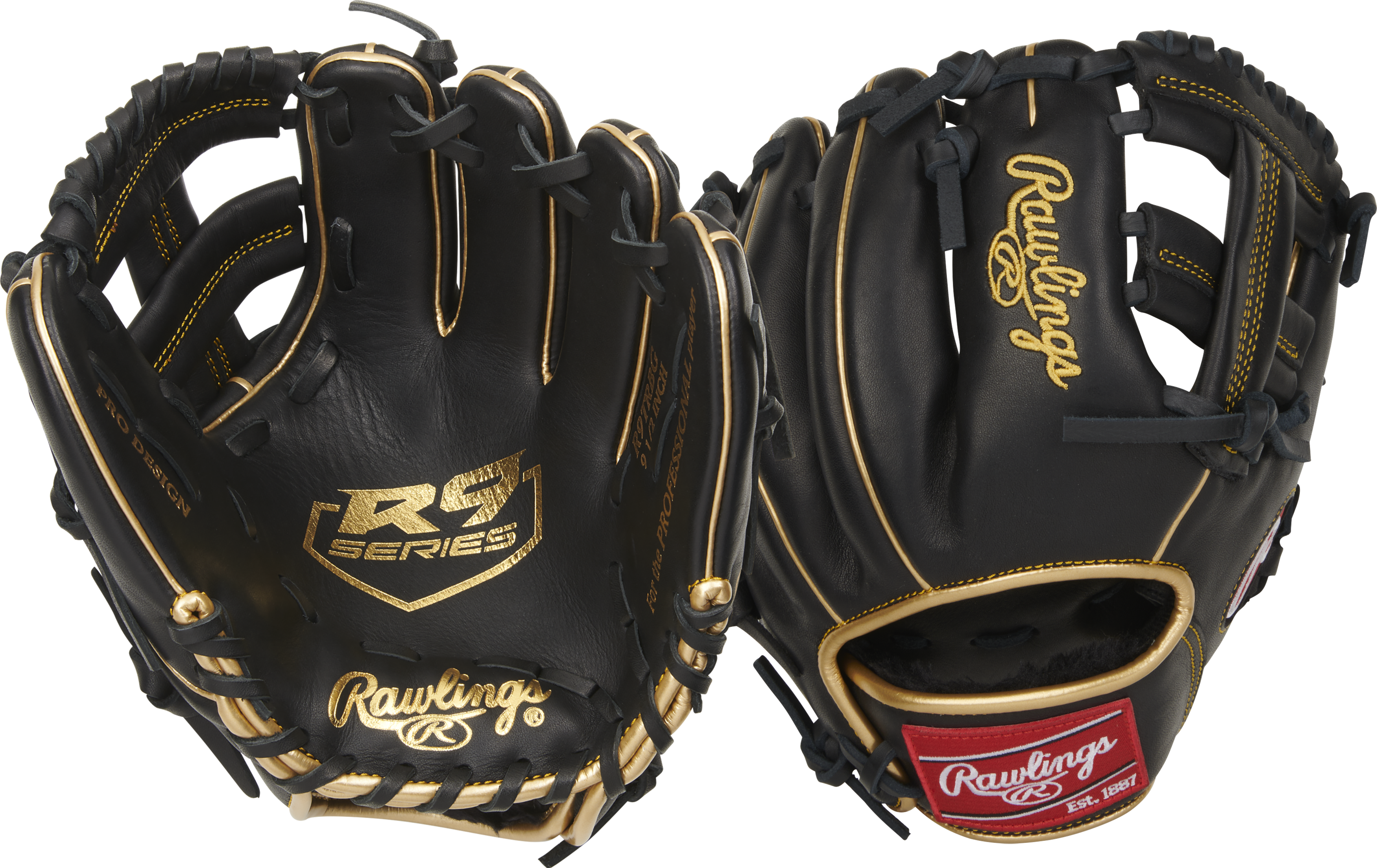 Rawlings R9 Baseball Series Training 9.5-Inch Baseball Glove - Right Hand Thrower - Black