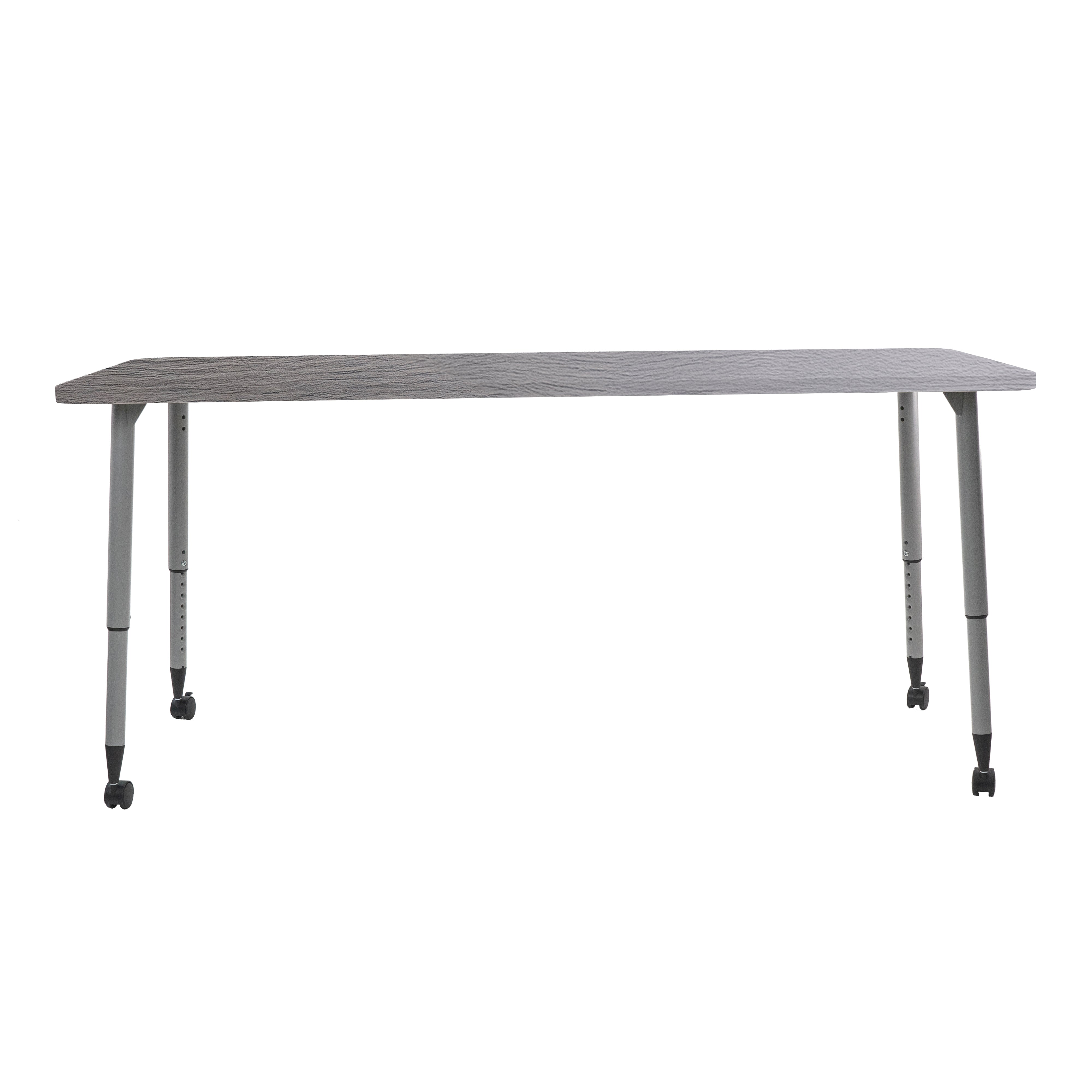 Adapte 30" x 72" Rectangle Woodgrain Activity Table with Adjustable Tapered Legs - Gray Wood/Silver