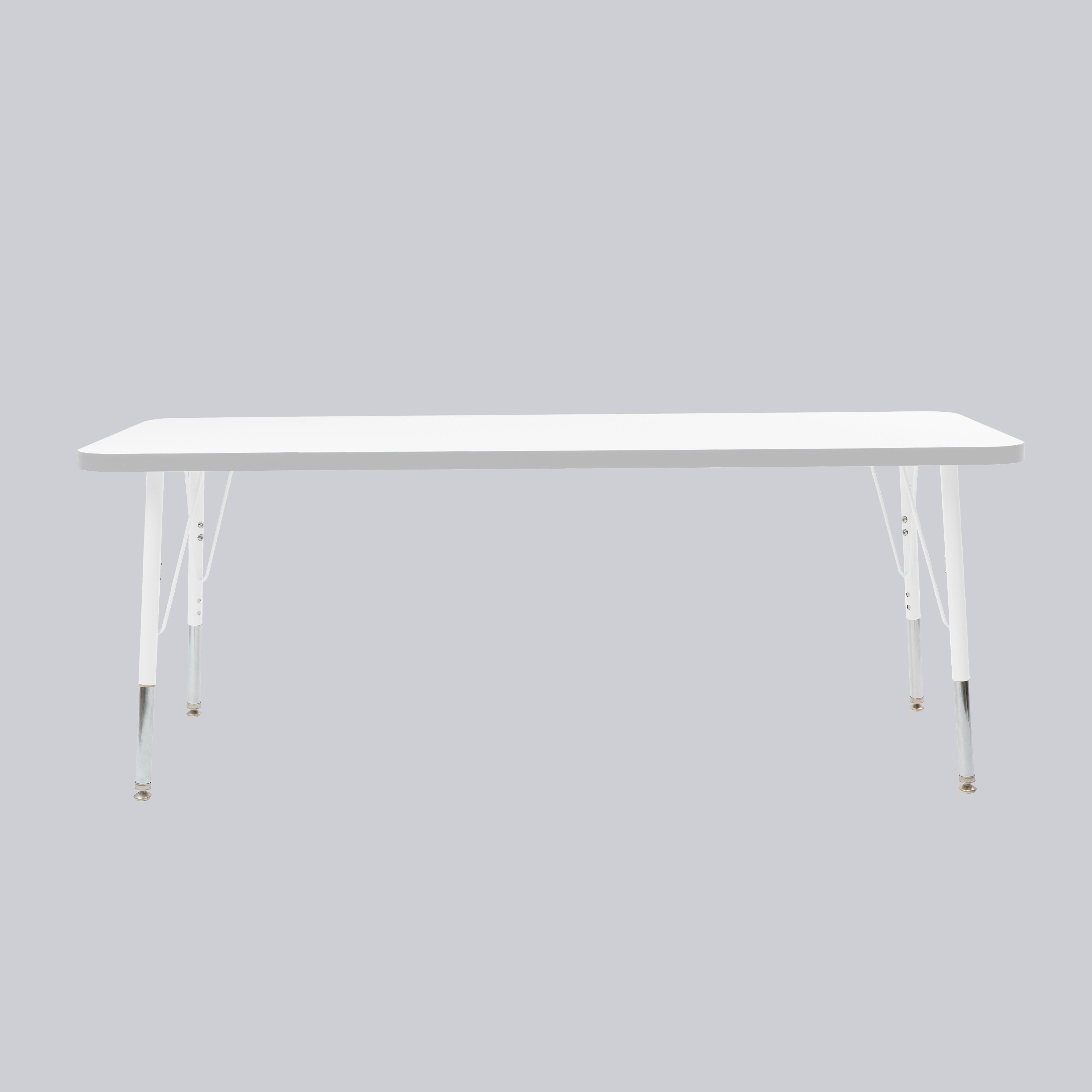 24" x 60" Rectangle Thermofused Activity Table with Adjustable Standard Swivel Glide Legs - White/Light Gray/White