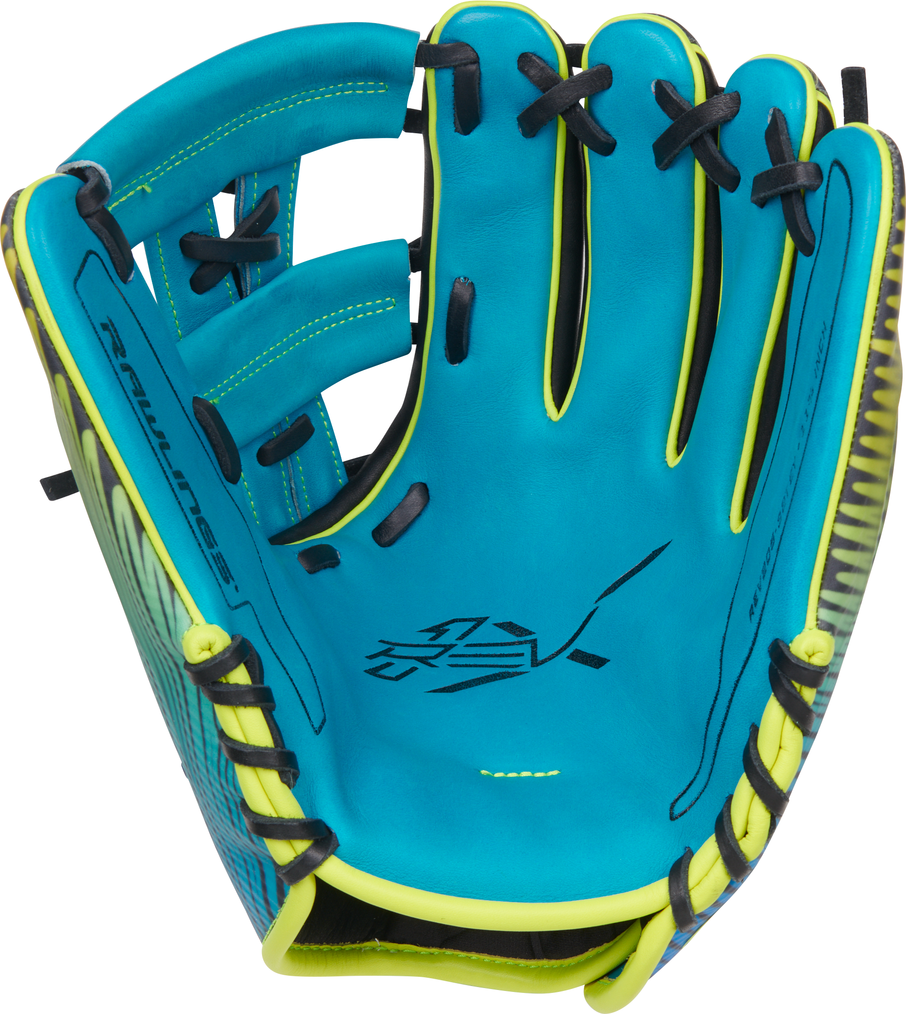 Rawlings Rev1X Series 11.75-Inch Baseball Glove - Right Hand Thrower - Teal/Yellow/Black