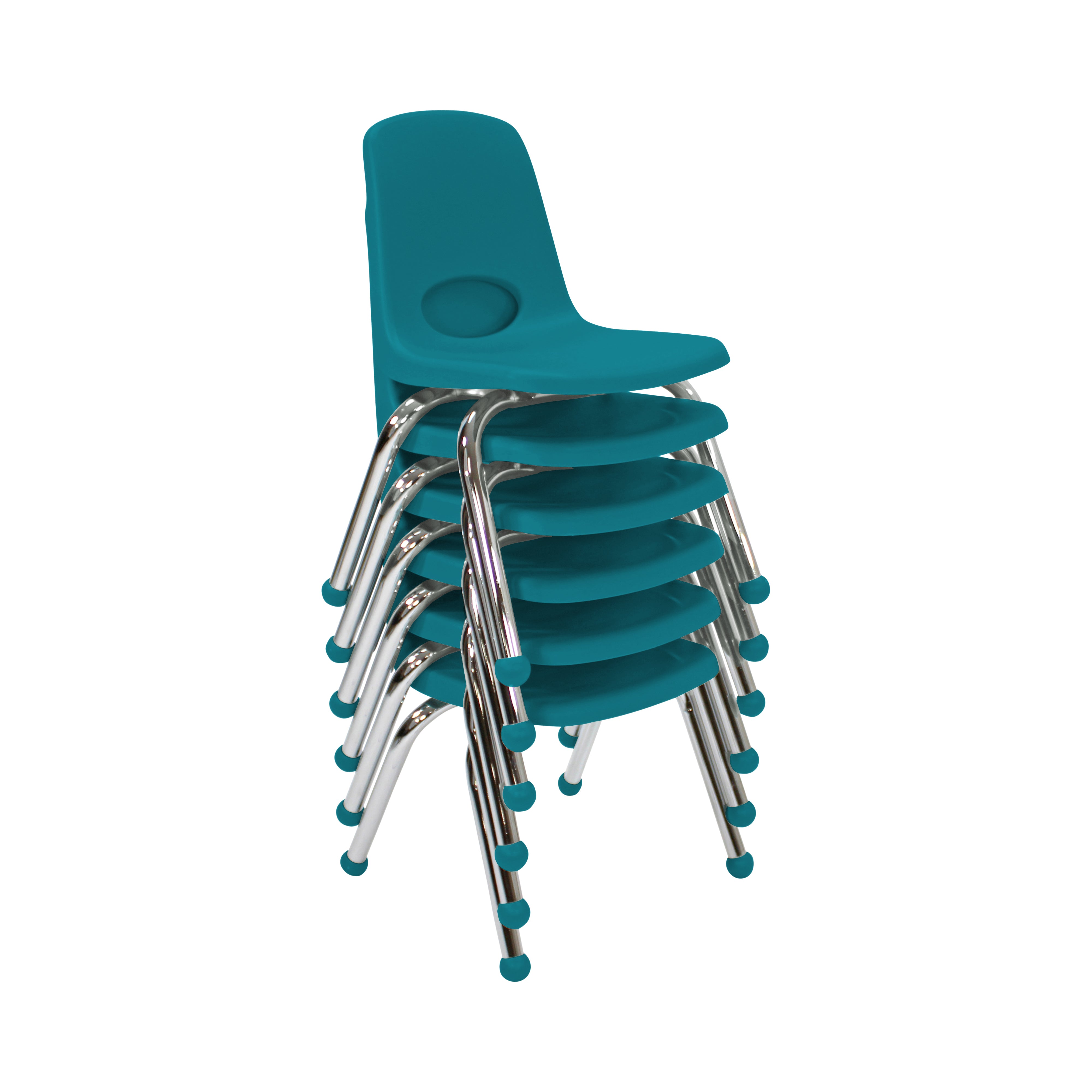 12" Stack Chair with Ball Glides, 6-Piece - Teal