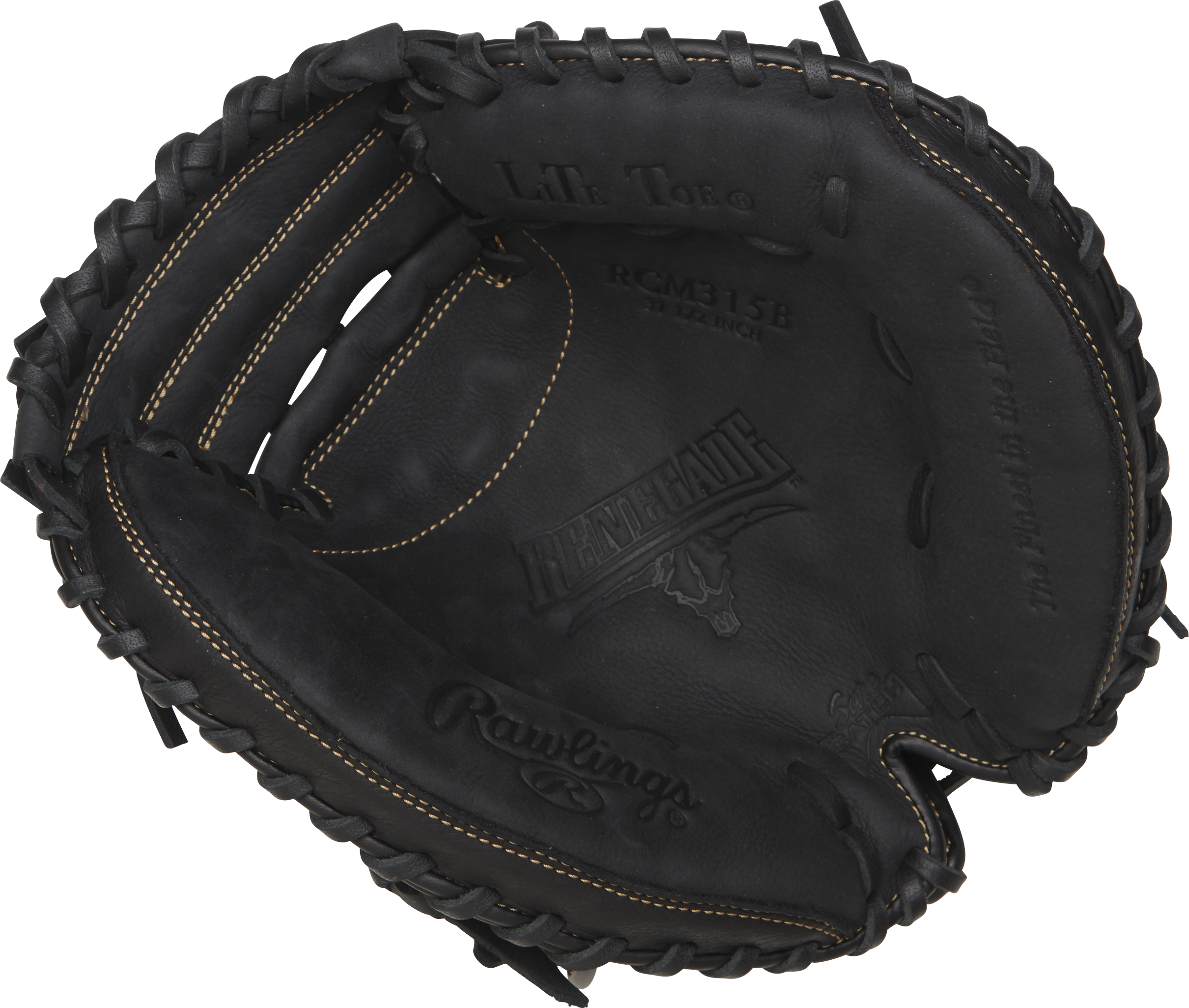 Rawlings Renegade Series Catchers Mitt  Youth 31.5-Inch Baseball Glove - Right Hand Thrower - Black