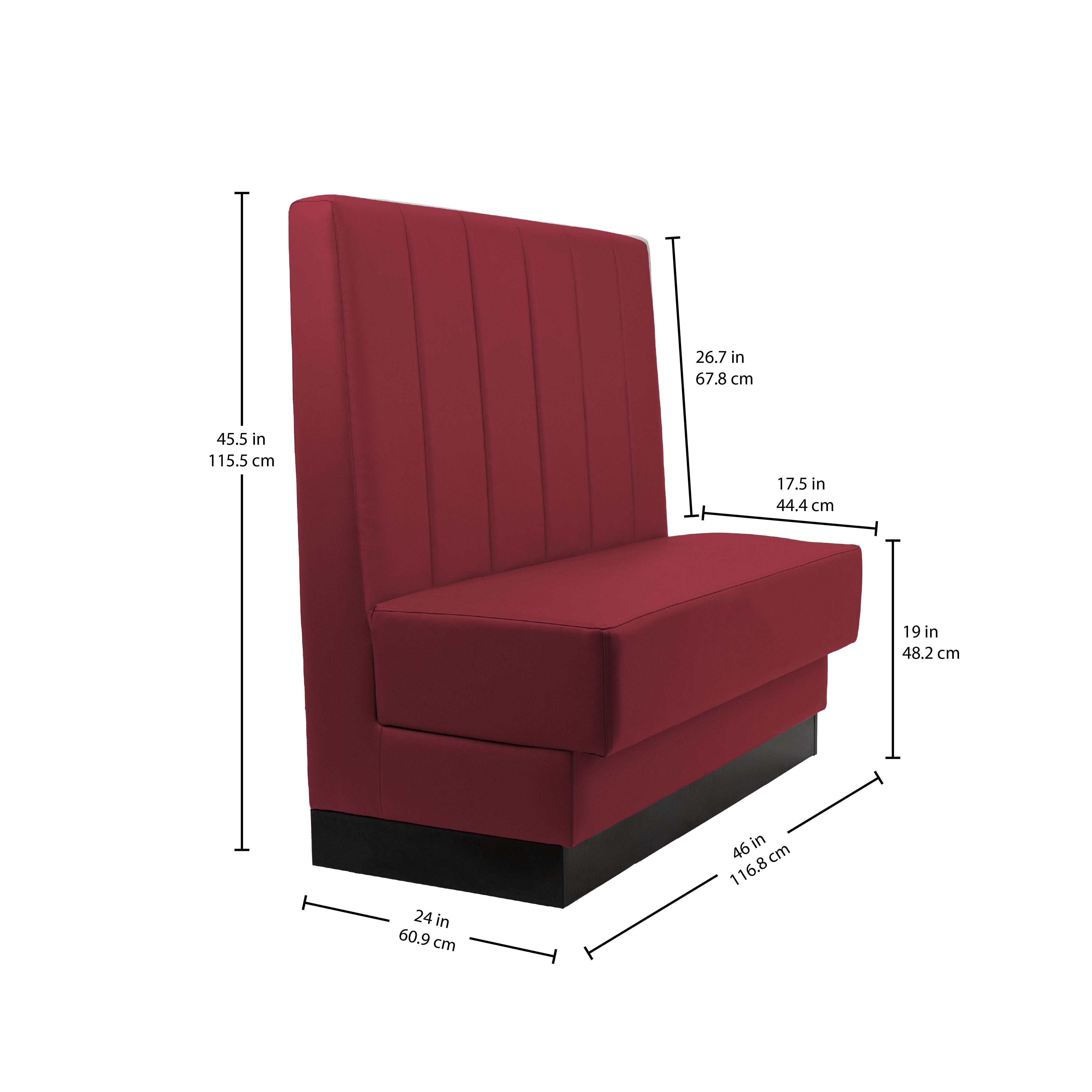 Pro Series Channel Back Single-Sided Restaurant Booth Seating - Burgundy
