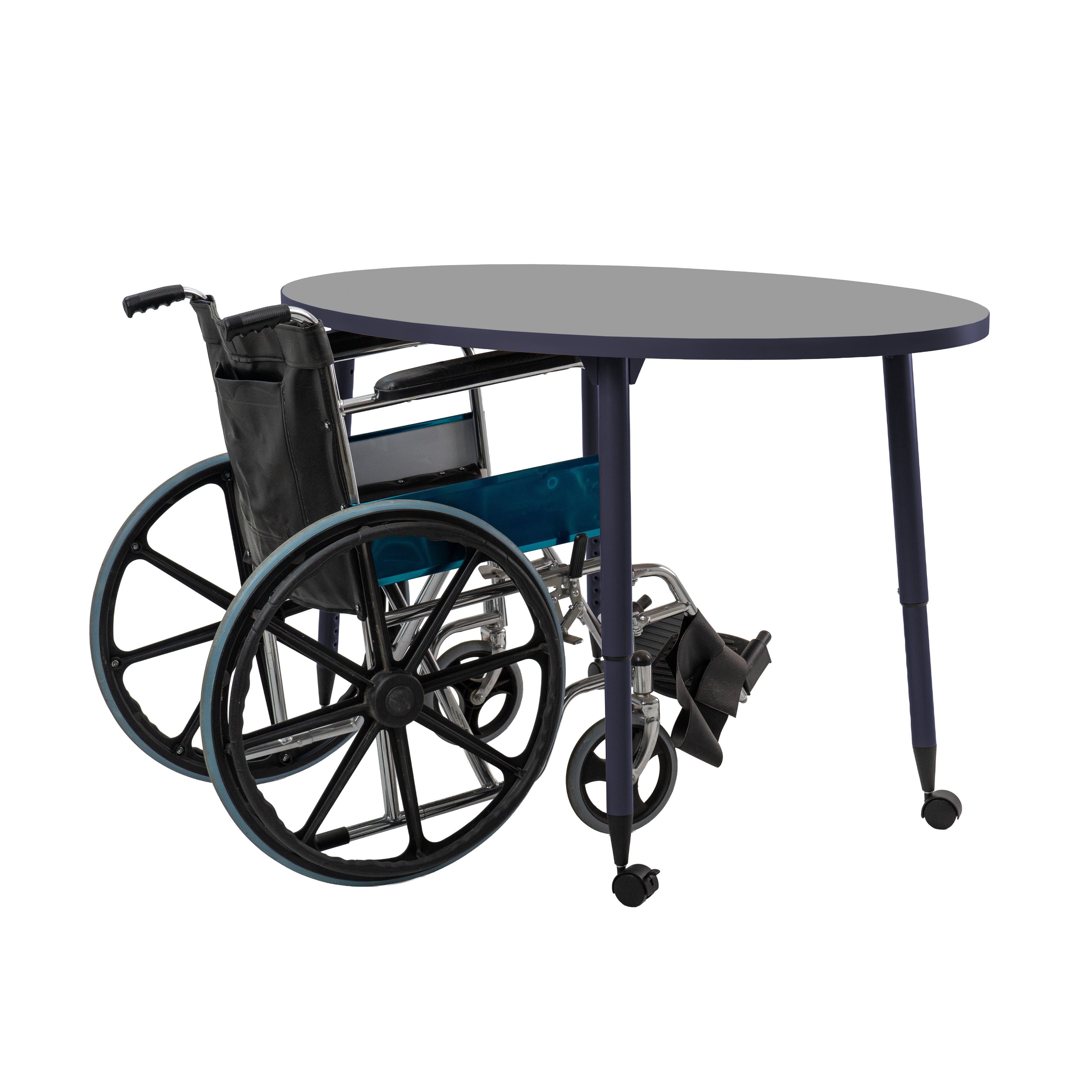 Adapte 30" x 60" Oval Thermofused Activity Table with Adjustable Tapered Legs - North Sea/Navy