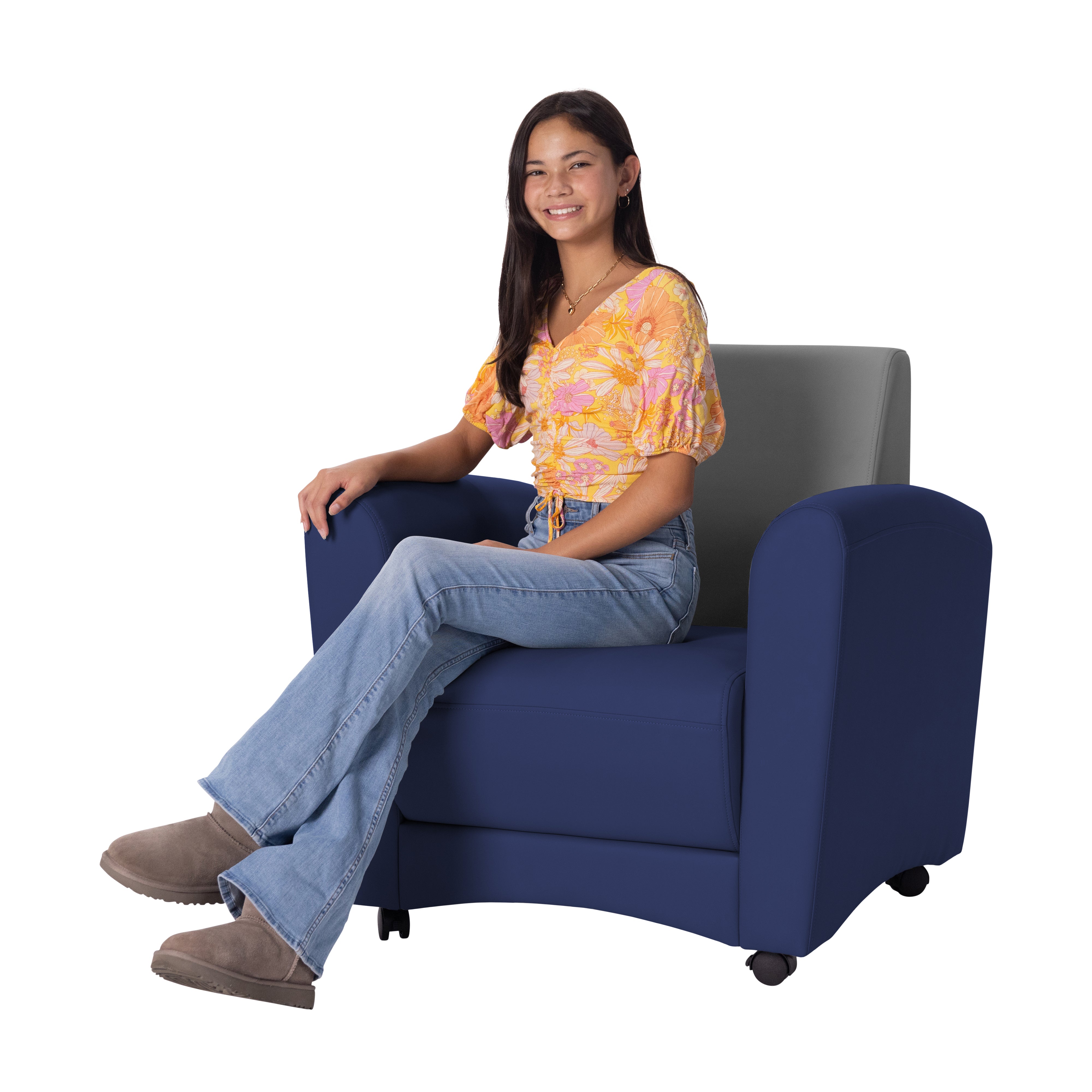 Pro Series Upholstered Mobile Common Area Chair - Navy/Gray