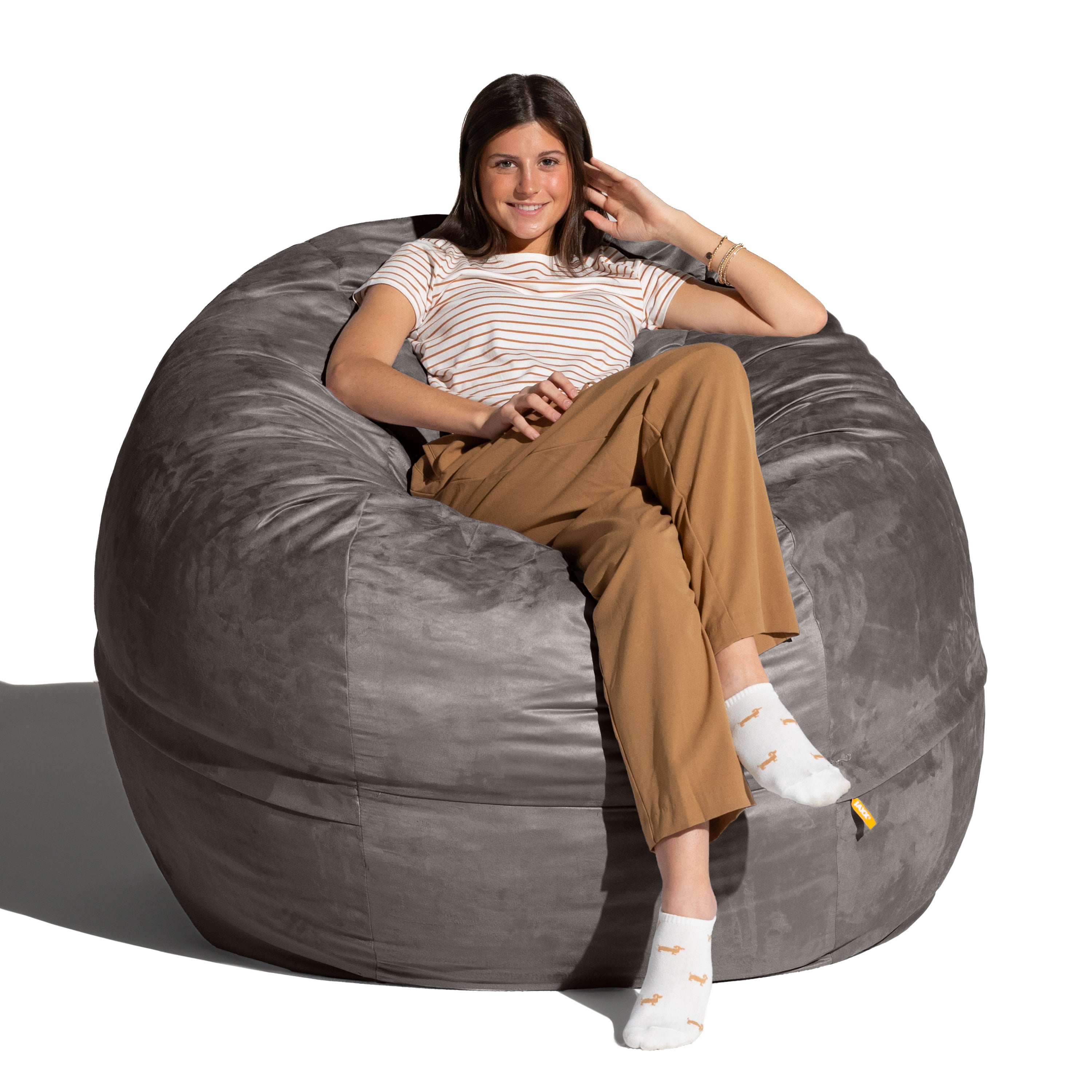 Jaxx Basics 5 Foot Large Adult Bean Bag Chair, Oversized with Filler, Gray