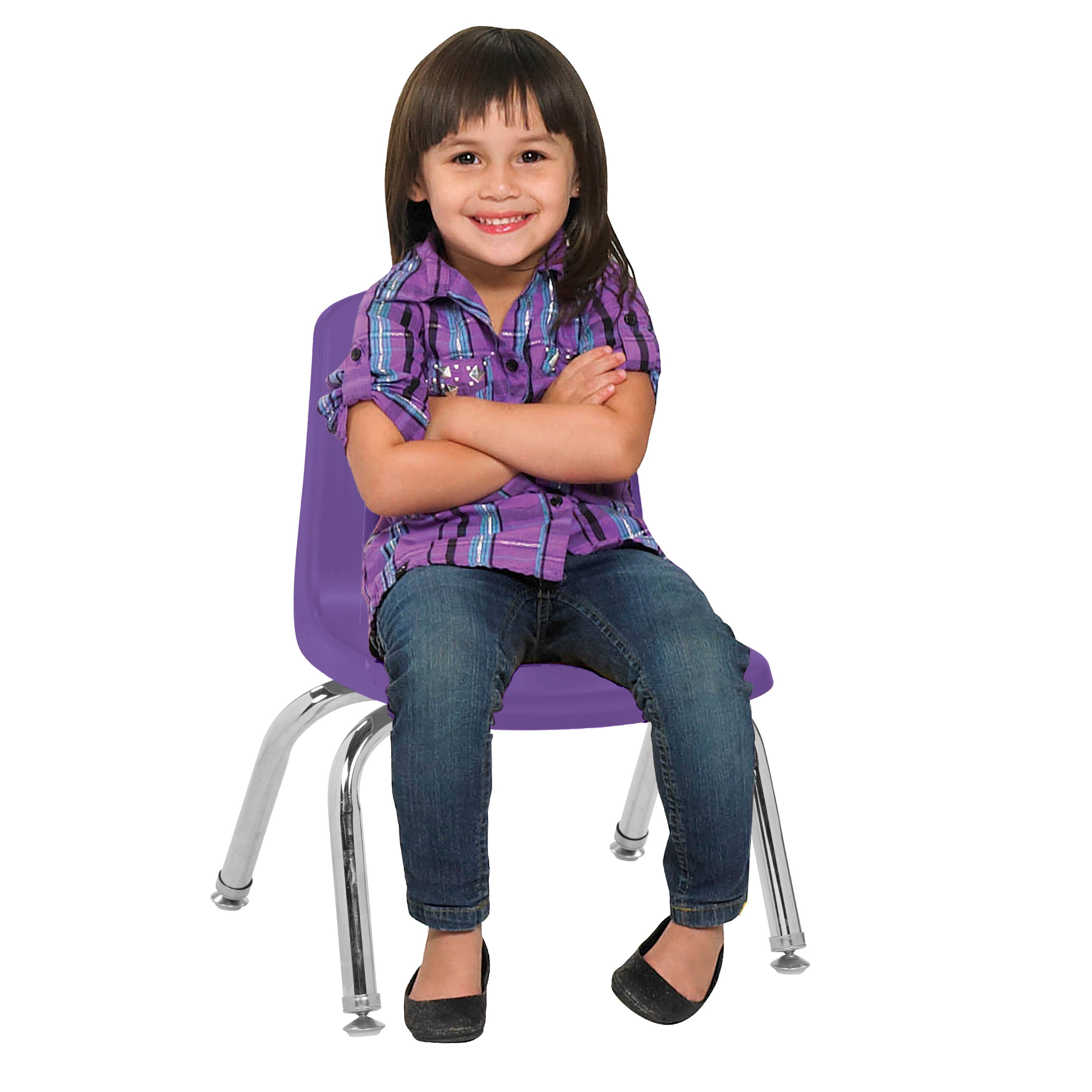 10" Stack Chair with Swivel Glides - Purple