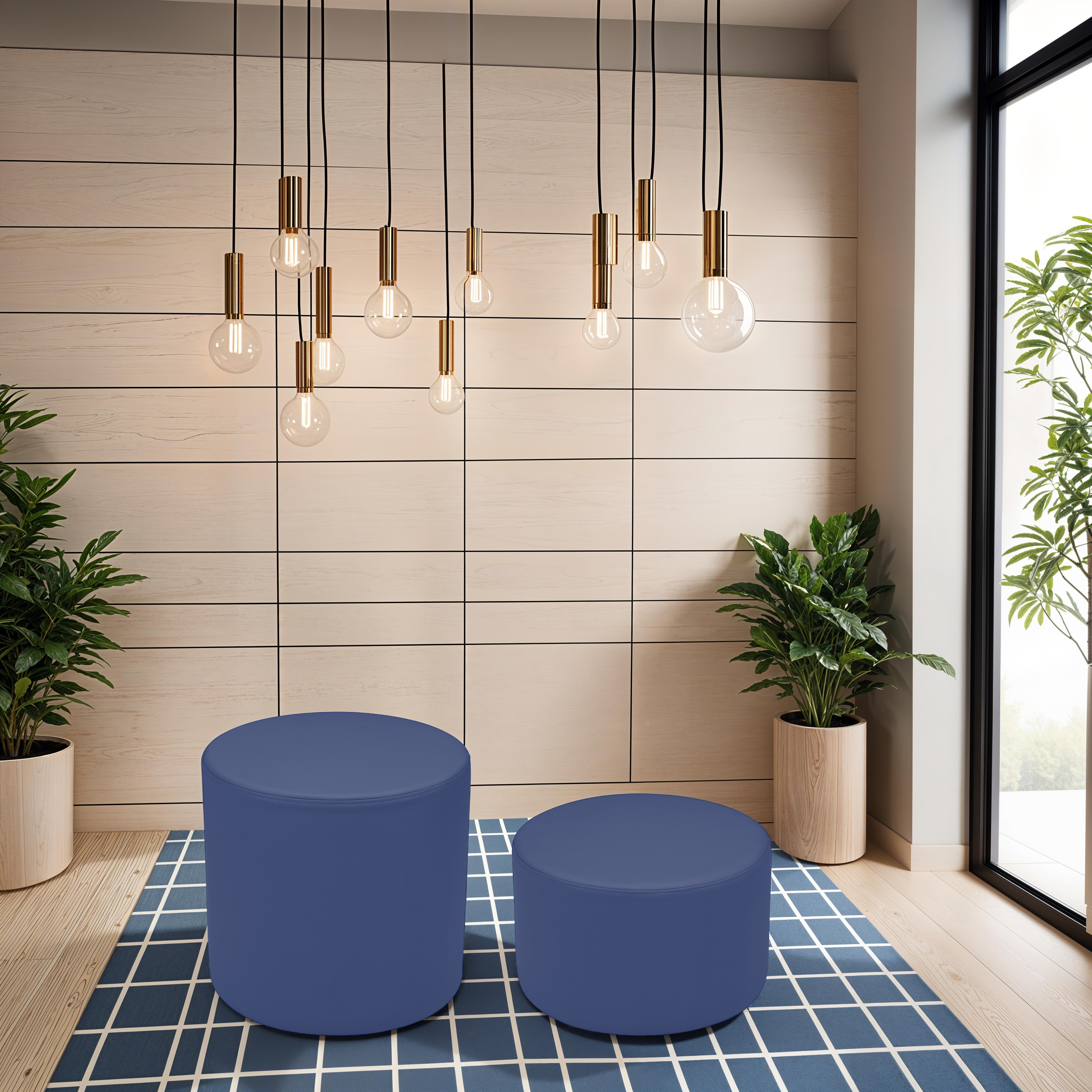 Pro Series Upholstered Round Ottoman 18" Height - Navy