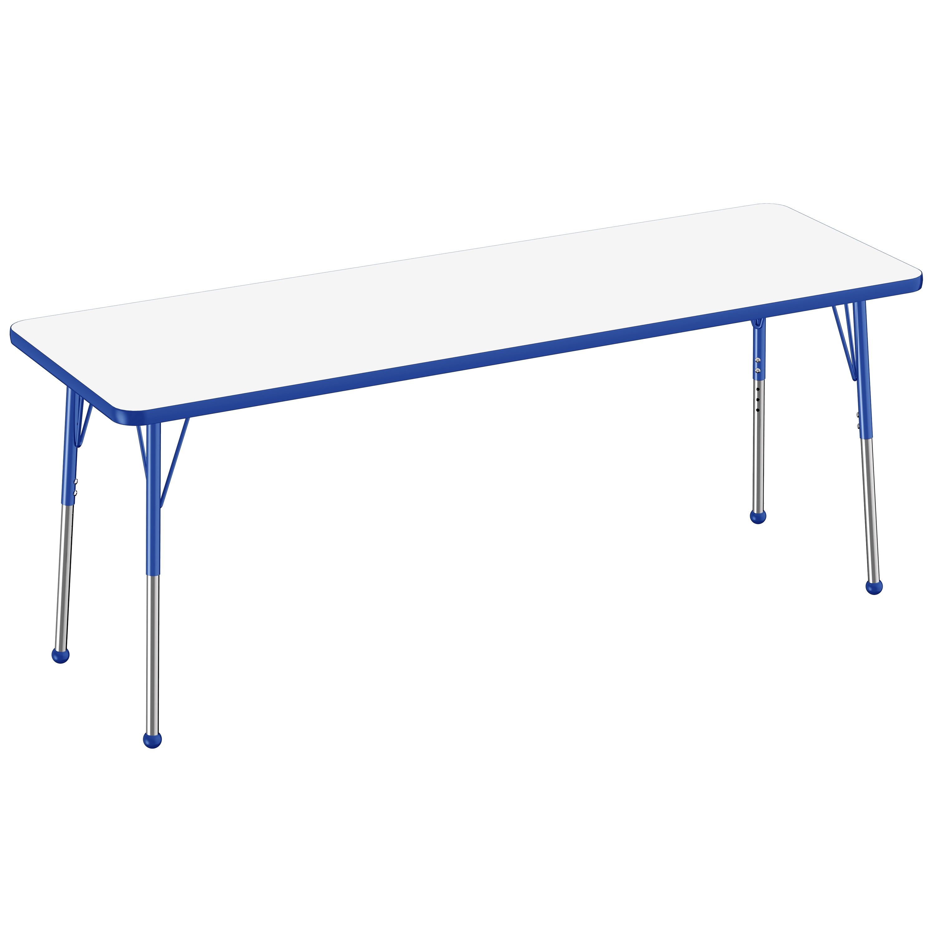 24" x 72" Rectangle Dry-Erase Activity Table with Adjustable Standard Ball Glide Legs - Whiteboard/Blue