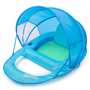 SwimWays Spring Float Premium Recliner Pool Lounge Chair with Adjustable Canopy and Hyper-Flate Valve, Blue