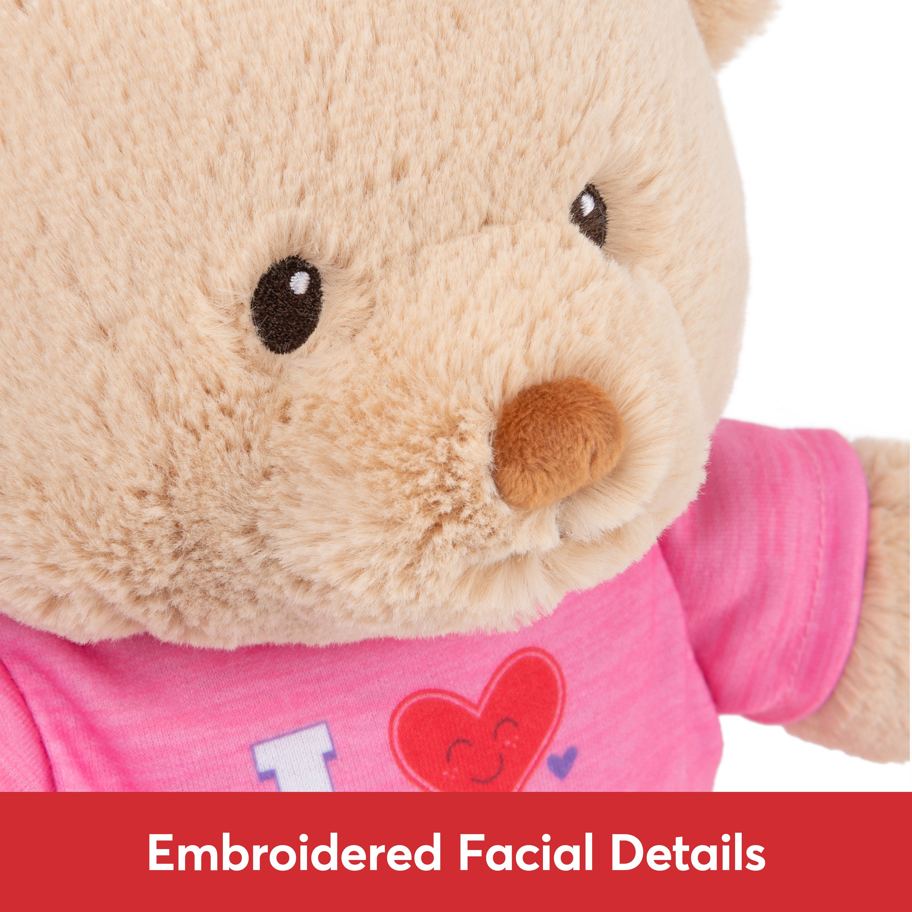 GUND “I Love You” Sustainable Message Bear with Pink T-Shirt, Teddy Bear Made from 100% Recycled Materials for Ages 1 and Up, Tan, 12”