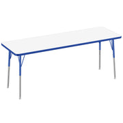 24" x 72" Rectangle Dry-Erase Activity Table with Adjustable Standard Swivel Glide Legs - Whiteboard/Blue