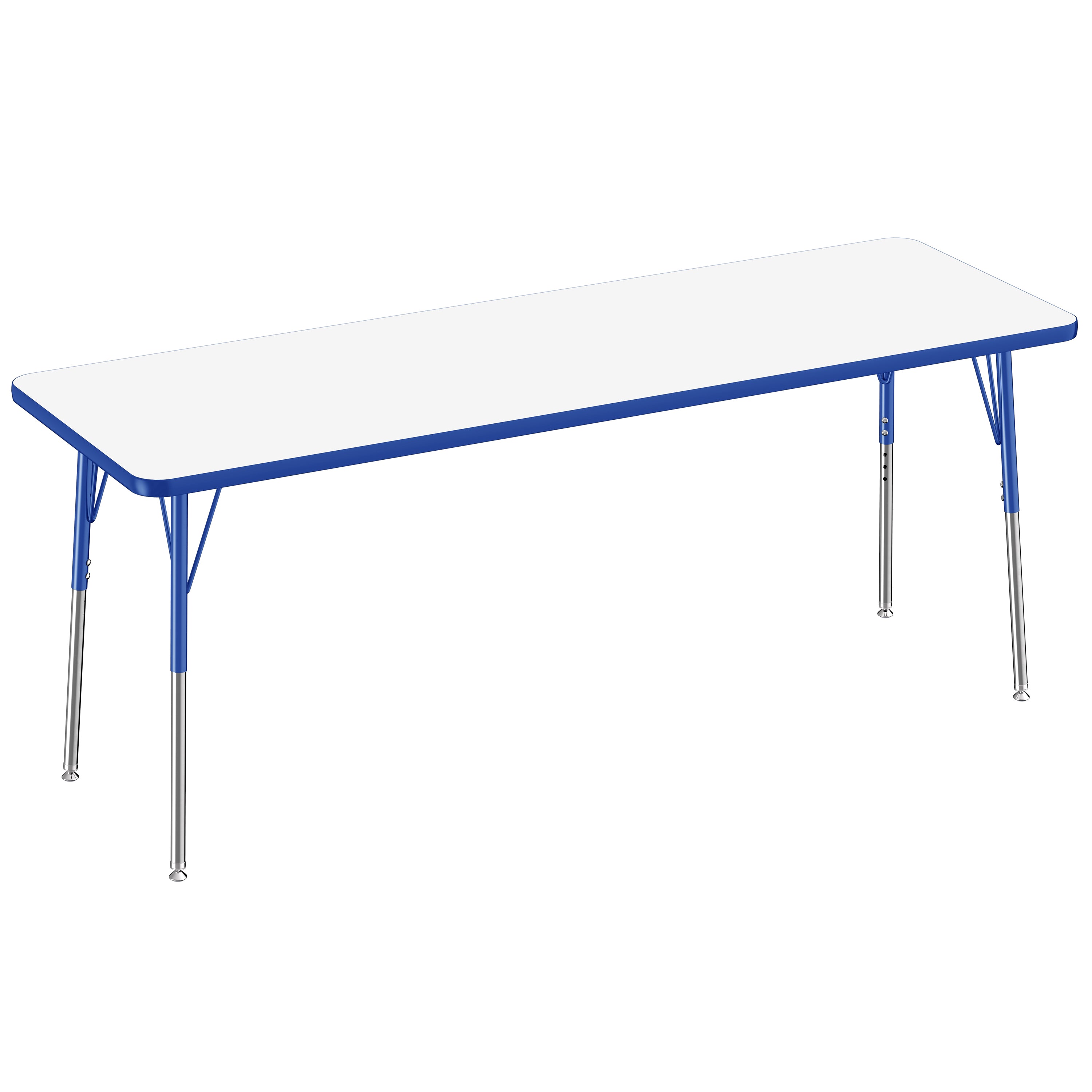 24" x 72" Rectangle Dry-Erase Activity Table with Adjustable Standard Swivel Glide Legs - Whiteboard/Blue
