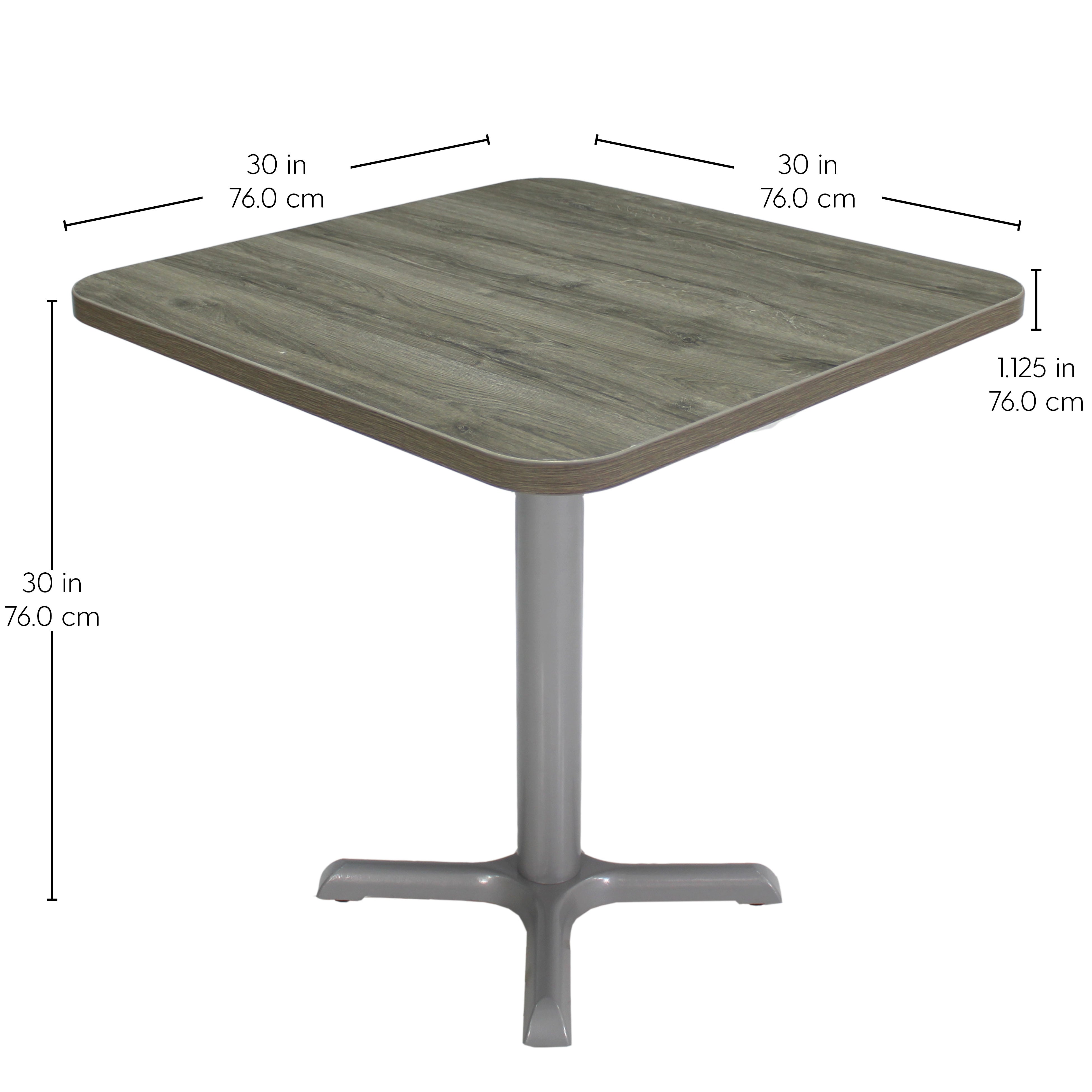 30" x 30" Square Cafe Bistro Table - Gray Wood/Silver