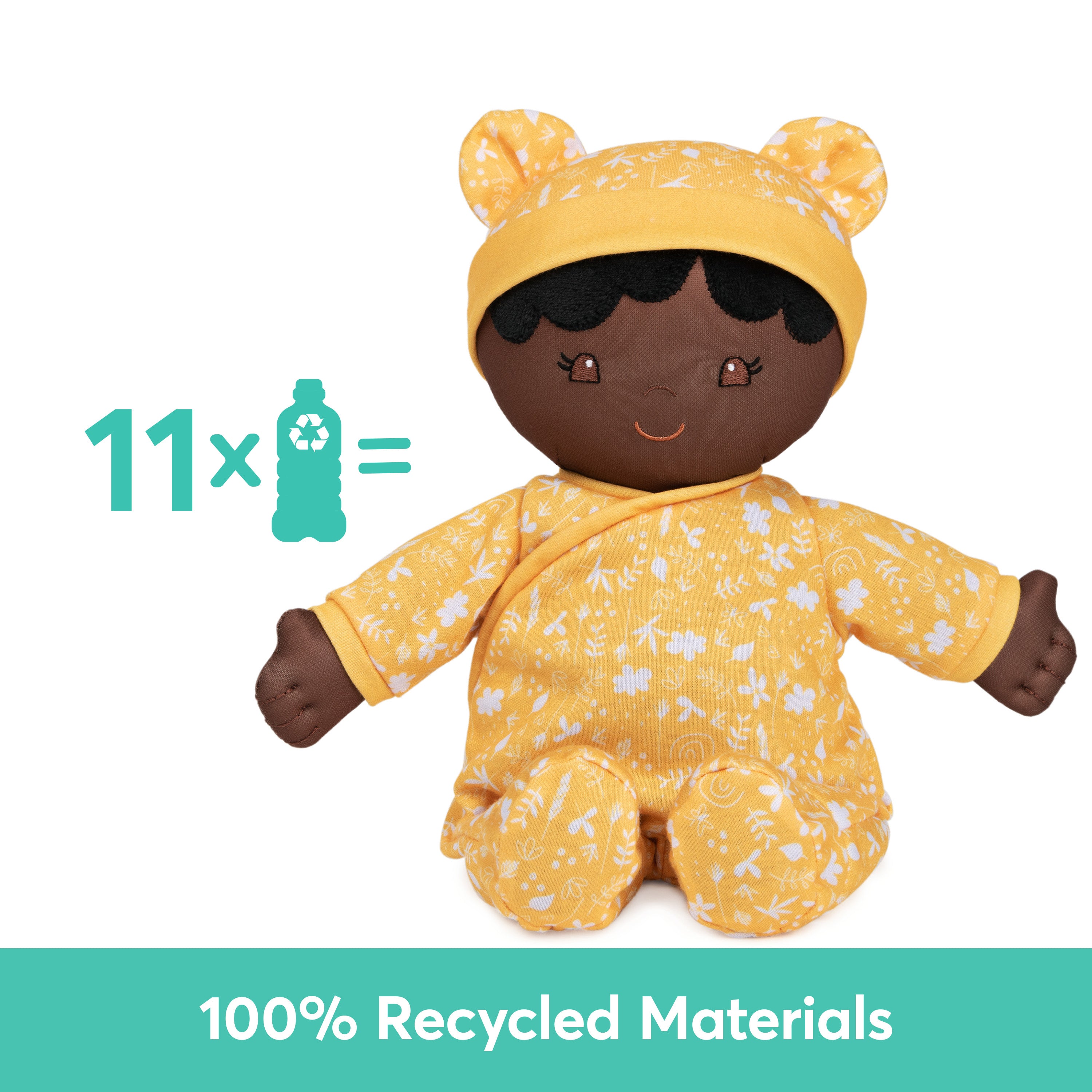 Baby GUND Sustainable Baby Doll, Plush Doll Made from Recycled Materials, For Babies and Newborns, Yellow, 12”
