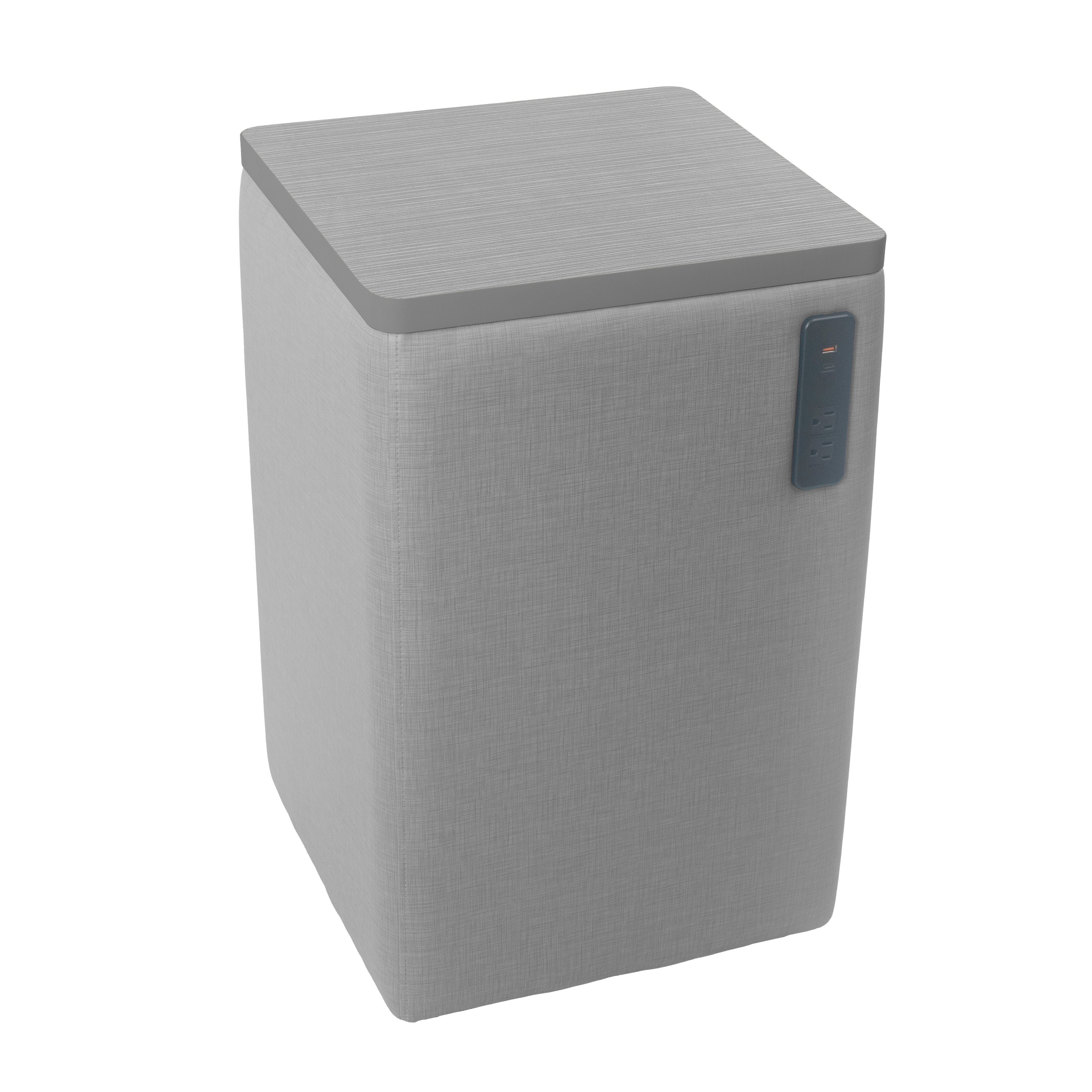 Pro Series Upholstered 18" x 18" Square Ottoman Table with Tech Panel 28" Height - Slate Gray Crosshatch/Cosmic Strandz