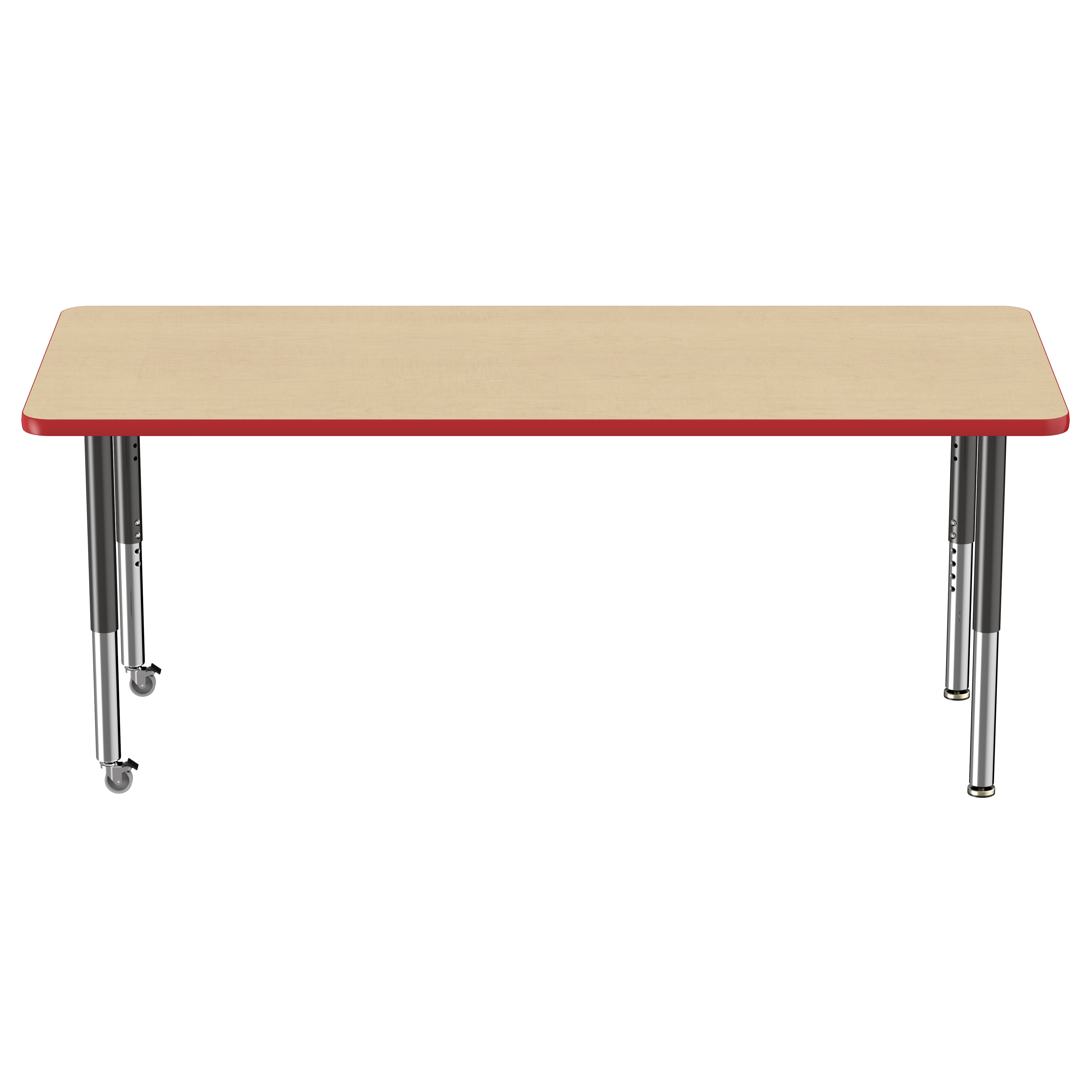 30" x 72" Rectangle T-Molding Activity Table with Adjustable Super Legs - Maple/Red/Black