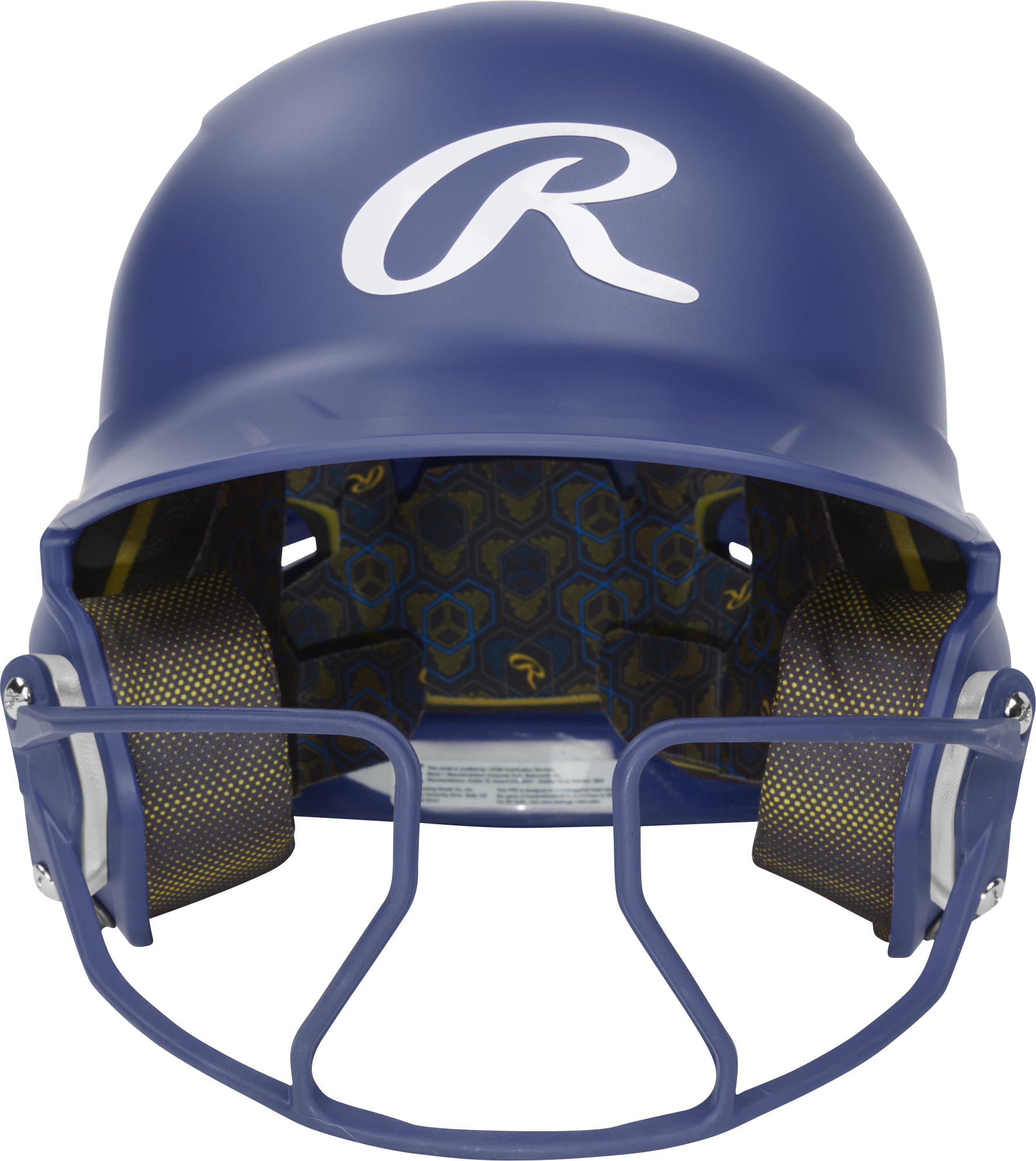 Rawlings Mach Hi-Viz Senior Matte Batting Helmet With Hi-Viz Face Guard - Royal