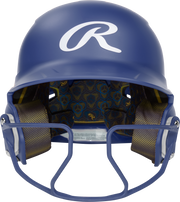 Rawlings Mach Hi-Viz Senior Matte Batting Helmet With Hi-Viz Face Guard - Royal
