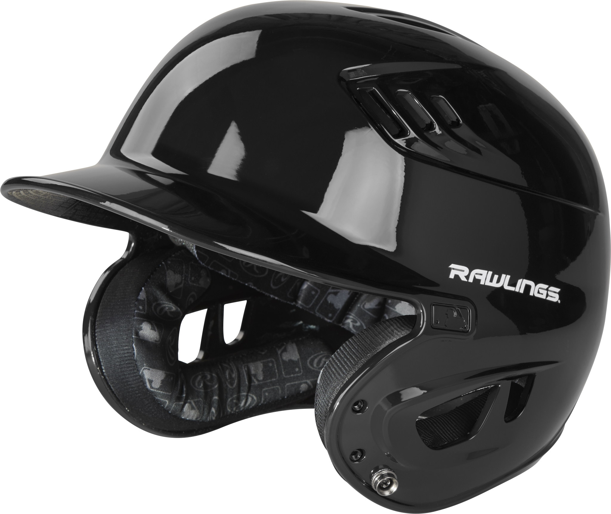 Rawlings R16 Gloss Senior 1-Tone Baseball Helmet - Black