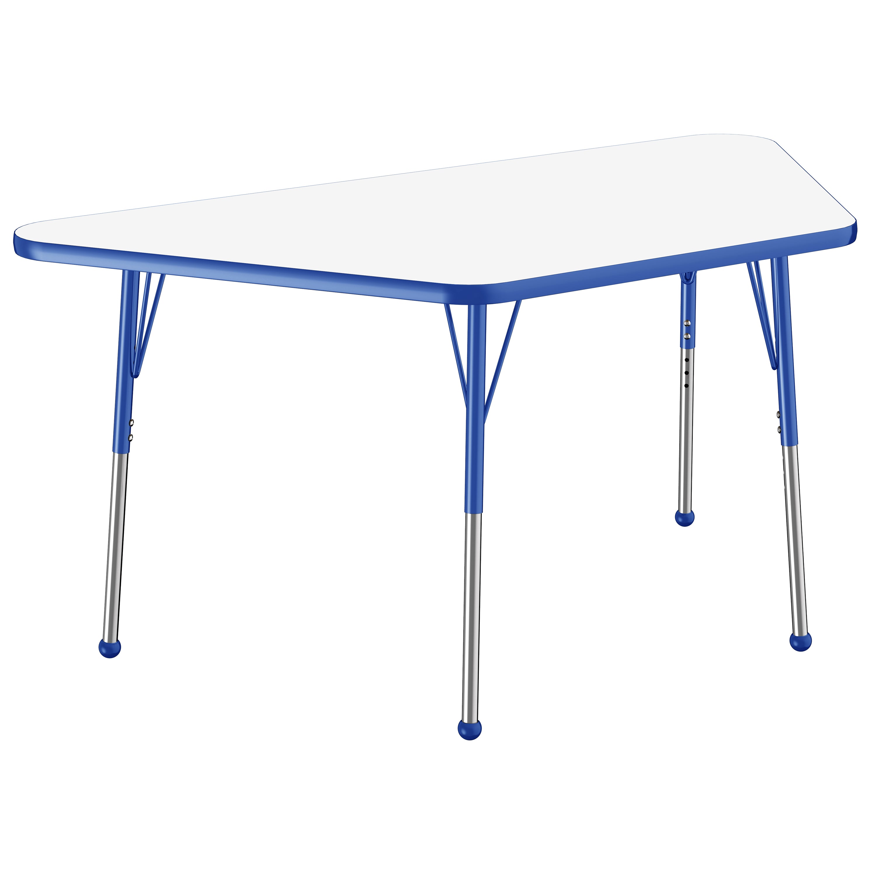 30" x 60" Trapezoid Dry-Erase Activity Table with Adjustable Standard Ball Glide Legs - Whiteboard/Blue