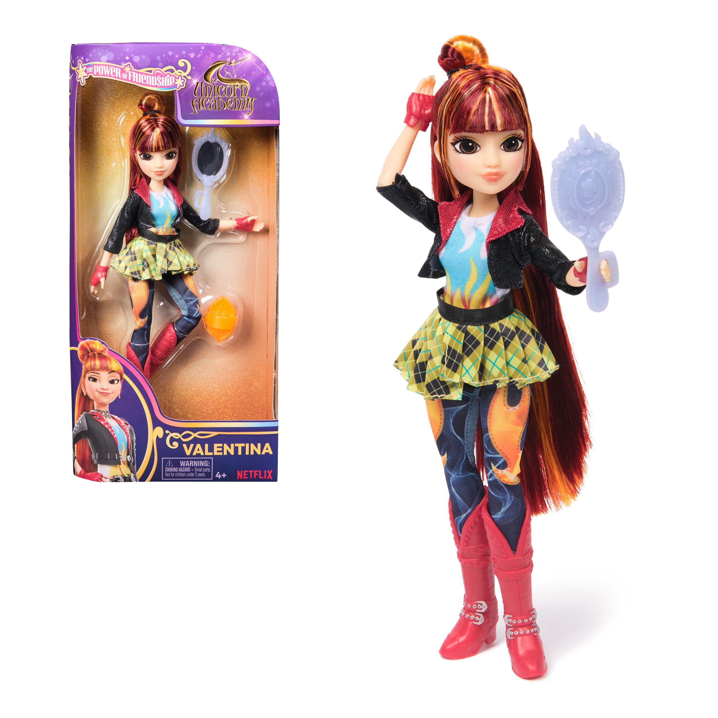Unicorn Academy, Power of Friendship Valentina with Hand Mirror & 5 Fashion Accessories, 9.5”, Dolls & Unicorn Toys for Girls Ages 4 and up