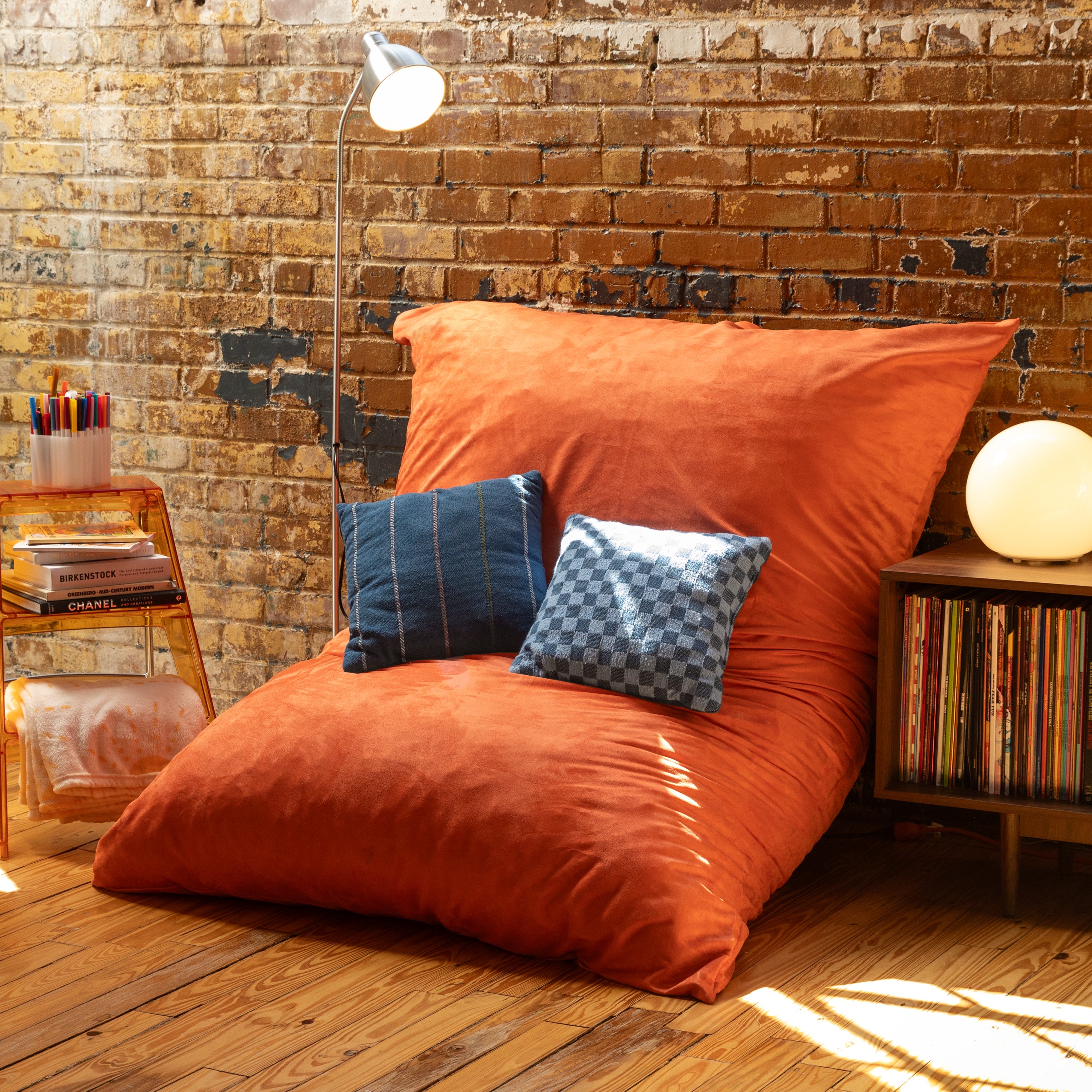 Jaxx Pillow Saxx 5.5-Foot - Huge Bean Bag Floor Pillow and Lounger, Orange
