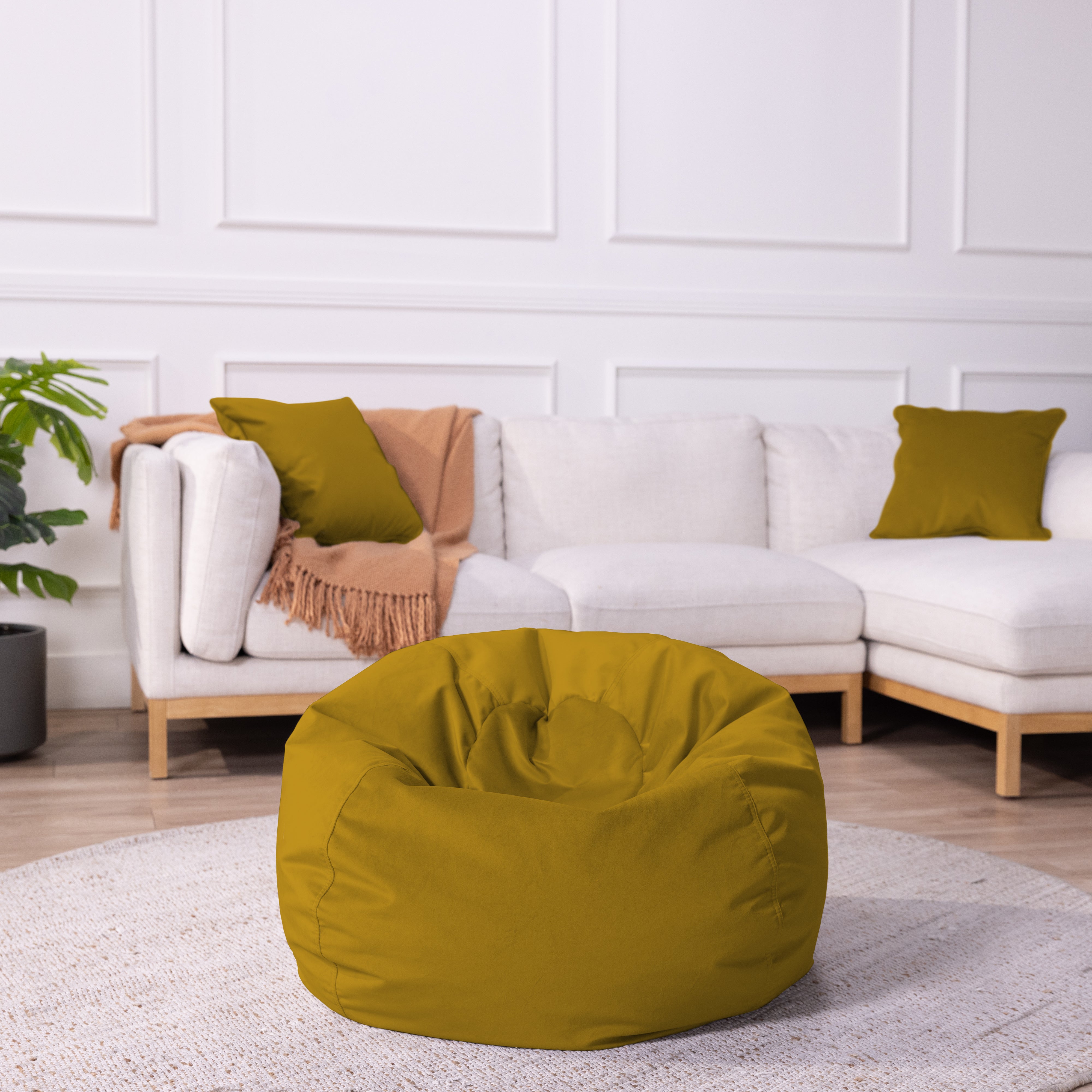 30" Round Velvety Bean Bag - Dijon