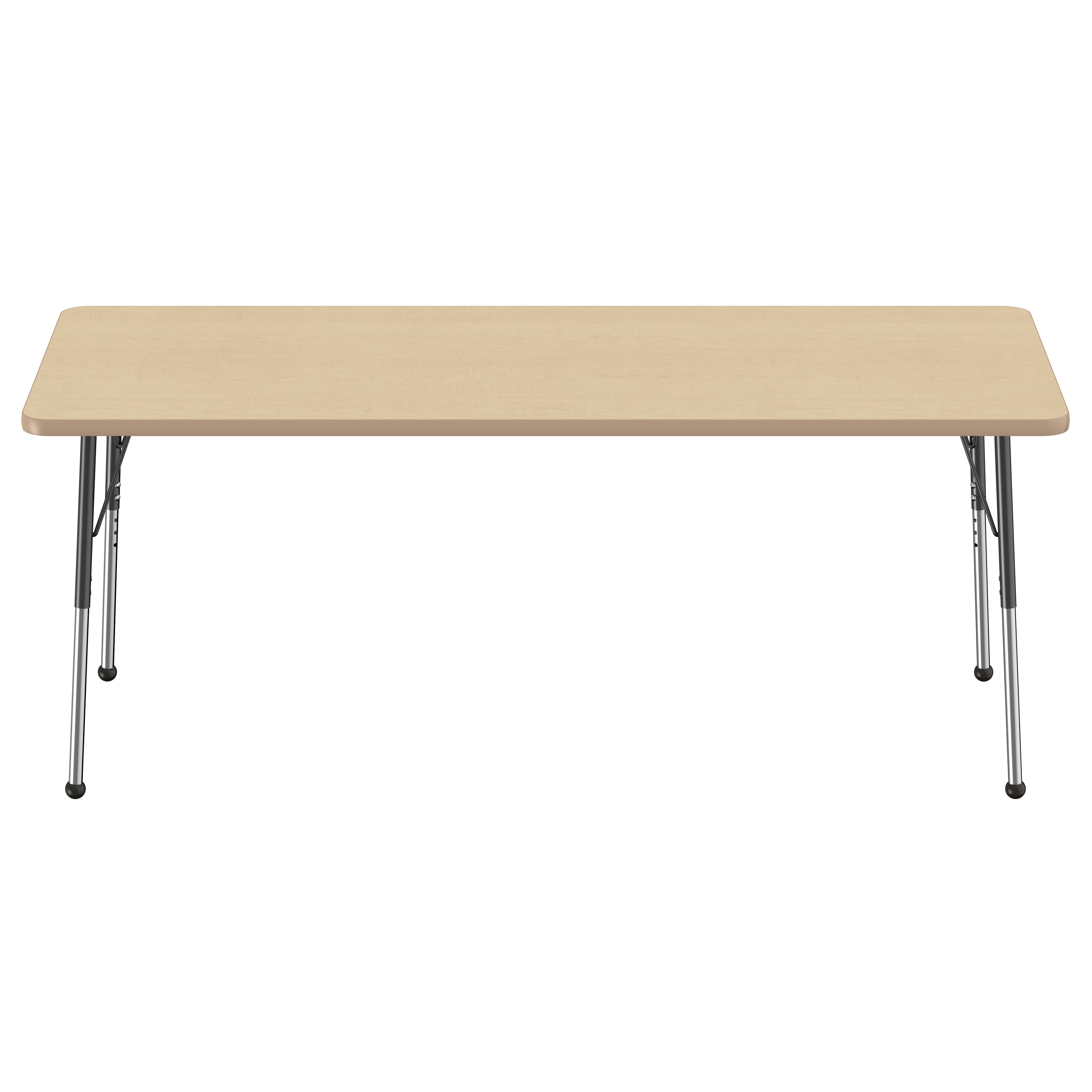 30" x 72" Rectangle T-Molding Activity Table with Adjustable Standard Ball Glide Legs - Maple/Maple/Black