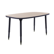 Adapte 31" x 50" Rounded Rectangle Thermofused Activity Table with Adjustable Tapered Legs - Asian Sand/Navy